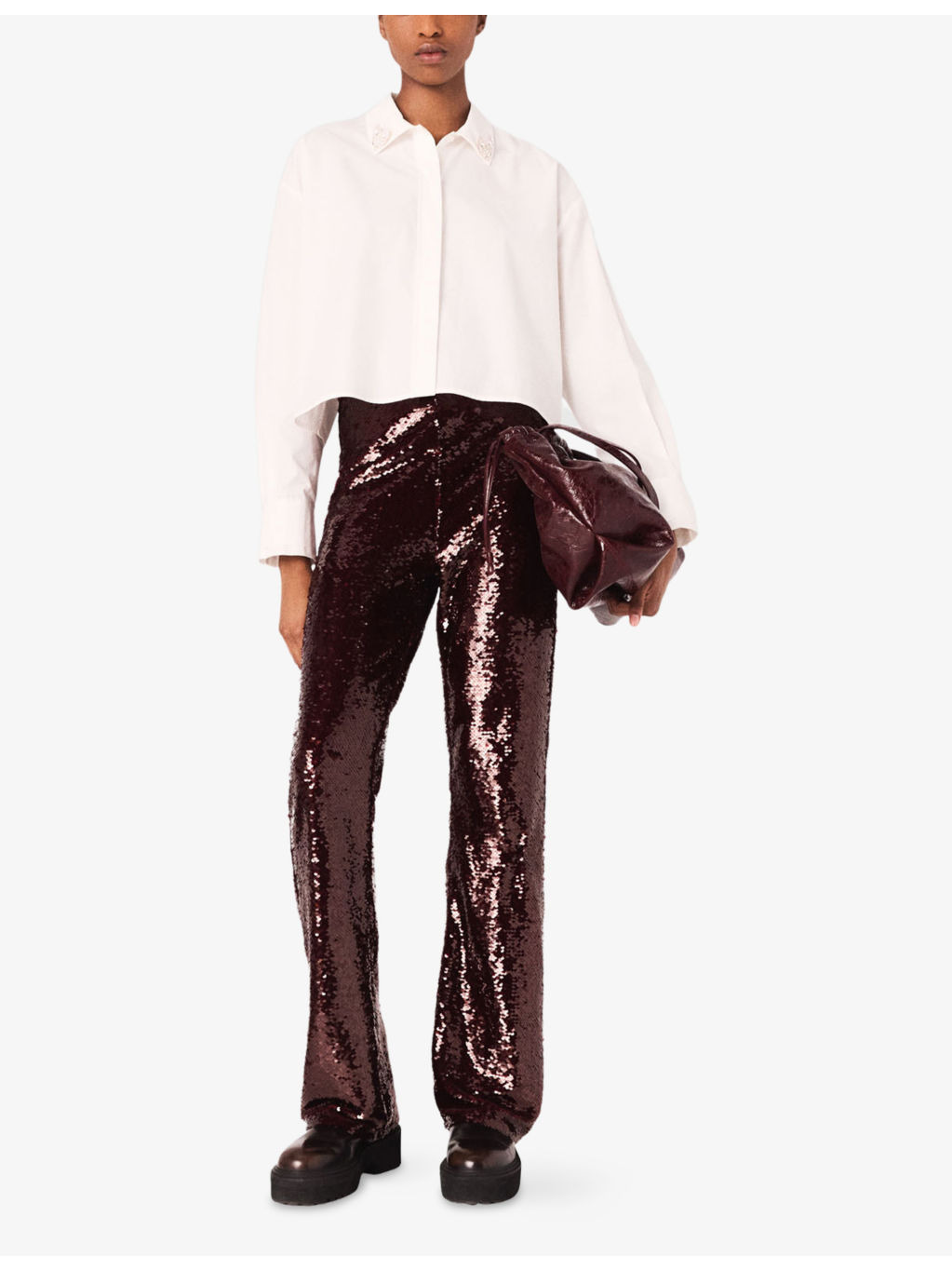Cropped Jewel-Embellished Cotton Shirt - 2