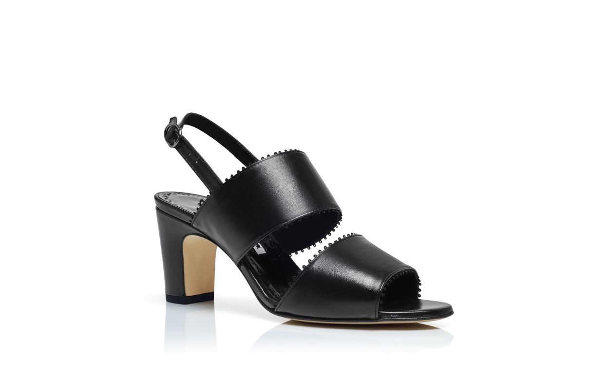 Black Nappa Leather Slingback Sandals - 3