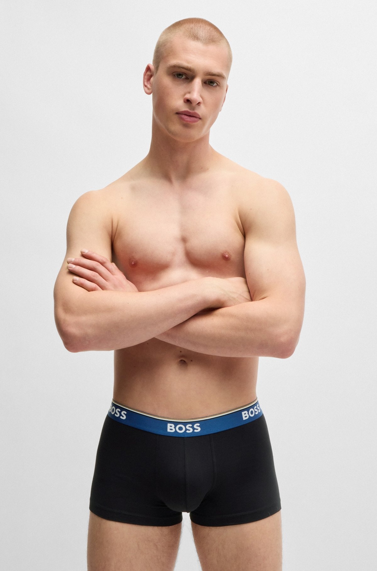 THREE-PACK OF STRETCH-COTTON TRUNKS WITH LOGO WAISTBANDS - 6