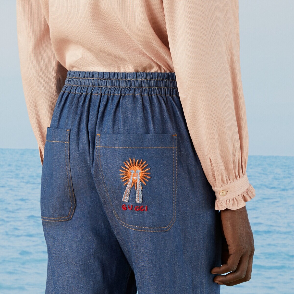Denim pant with embroidery - 4