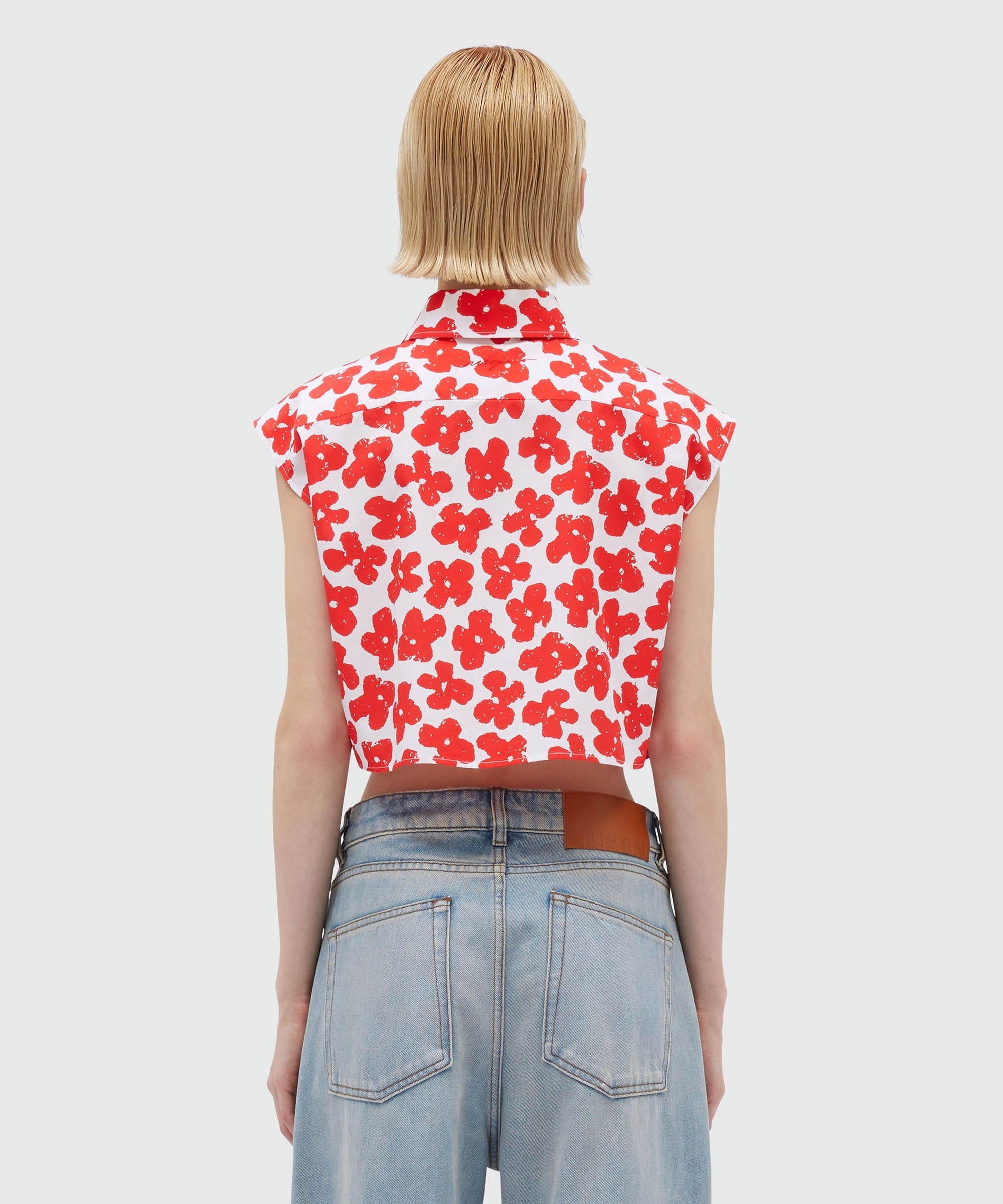 Cropped shirt with "Puffy flowers" print - 3