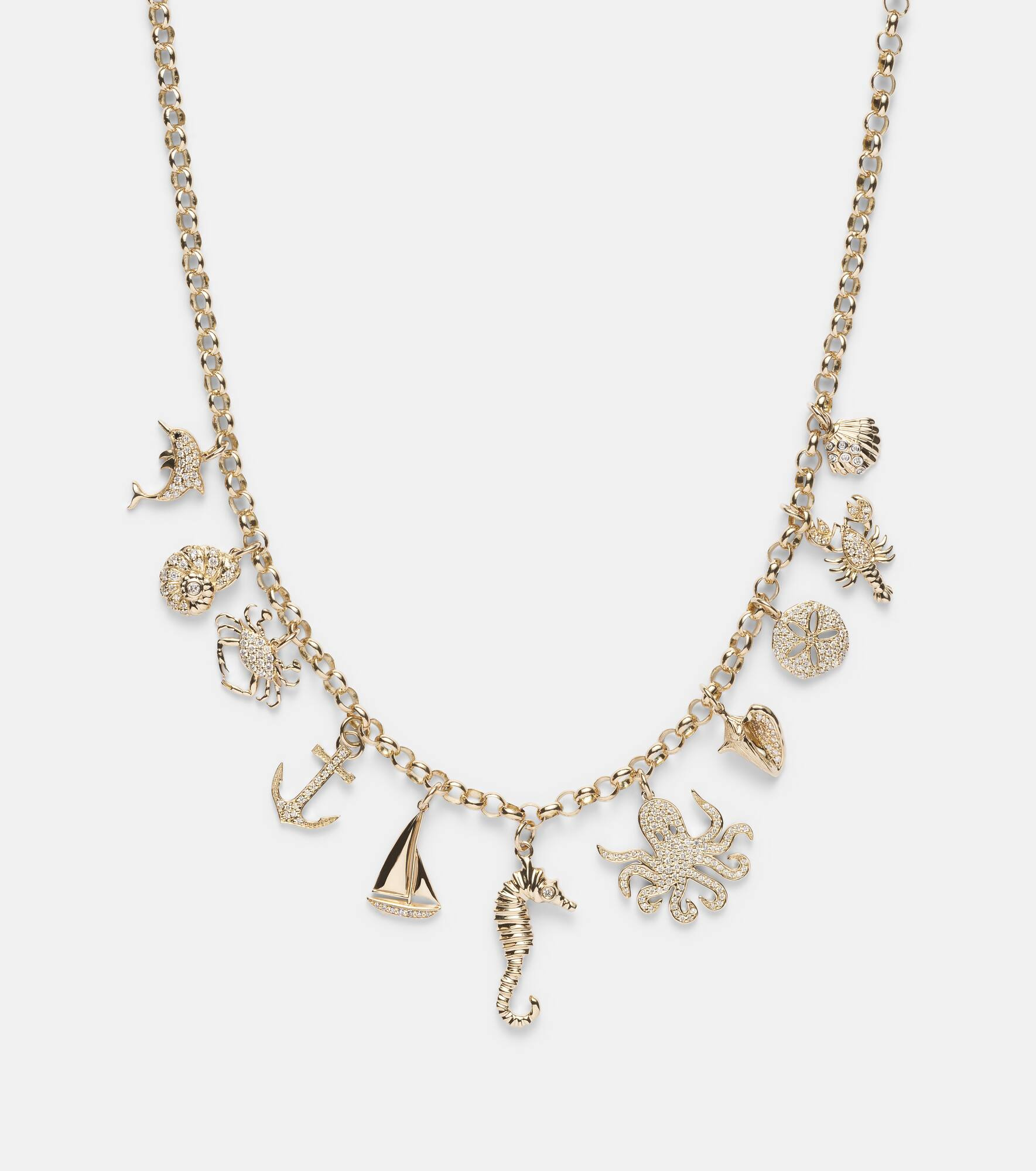 14kt gold charm necklace with diamonds - 4
