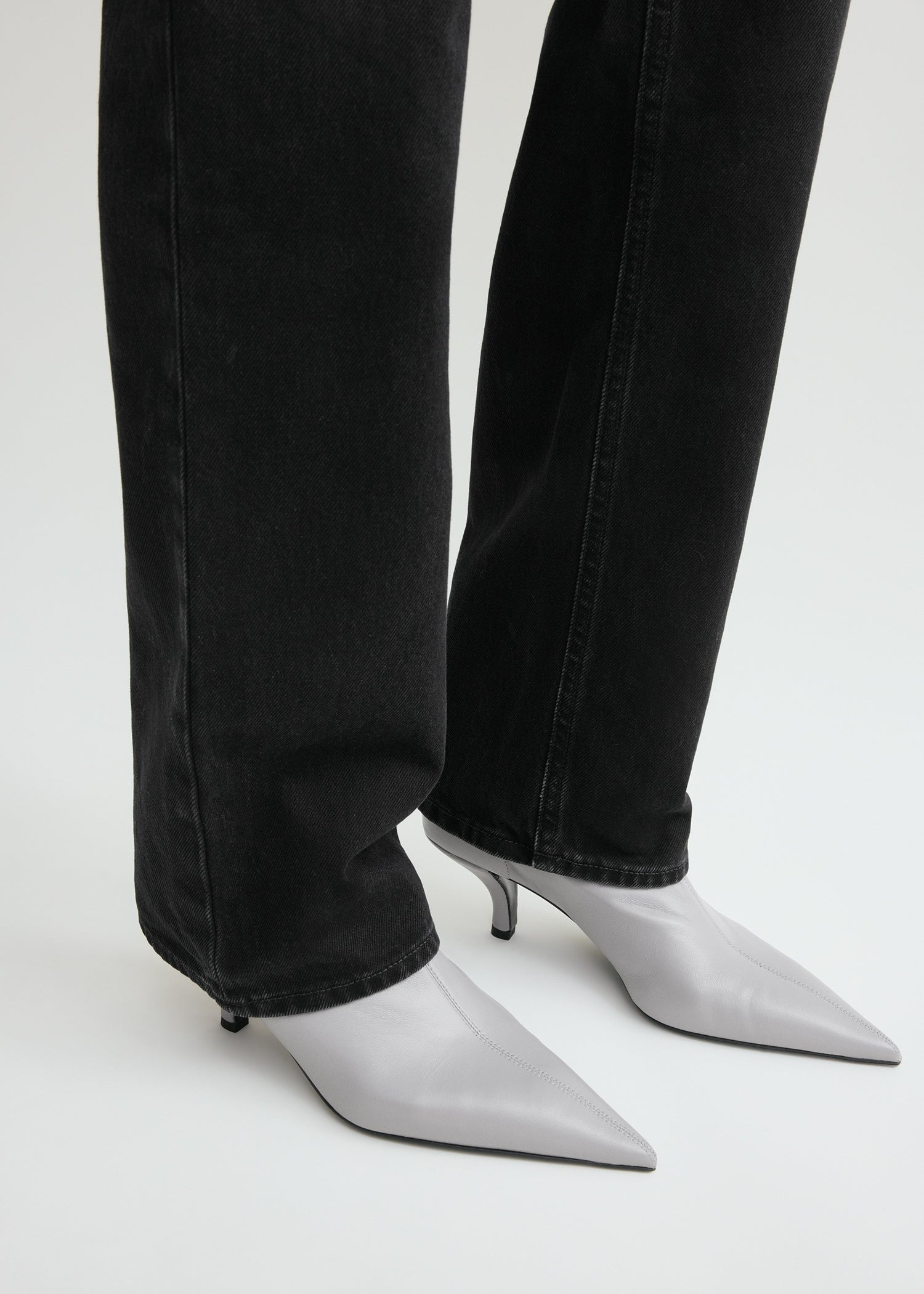 Nappa heeled sock boots light grey - 2