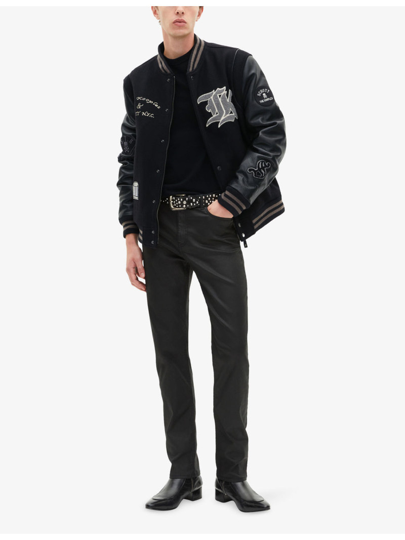 The Kooples The Kooples x Schott NYC Leather Varsity Jacket outlook