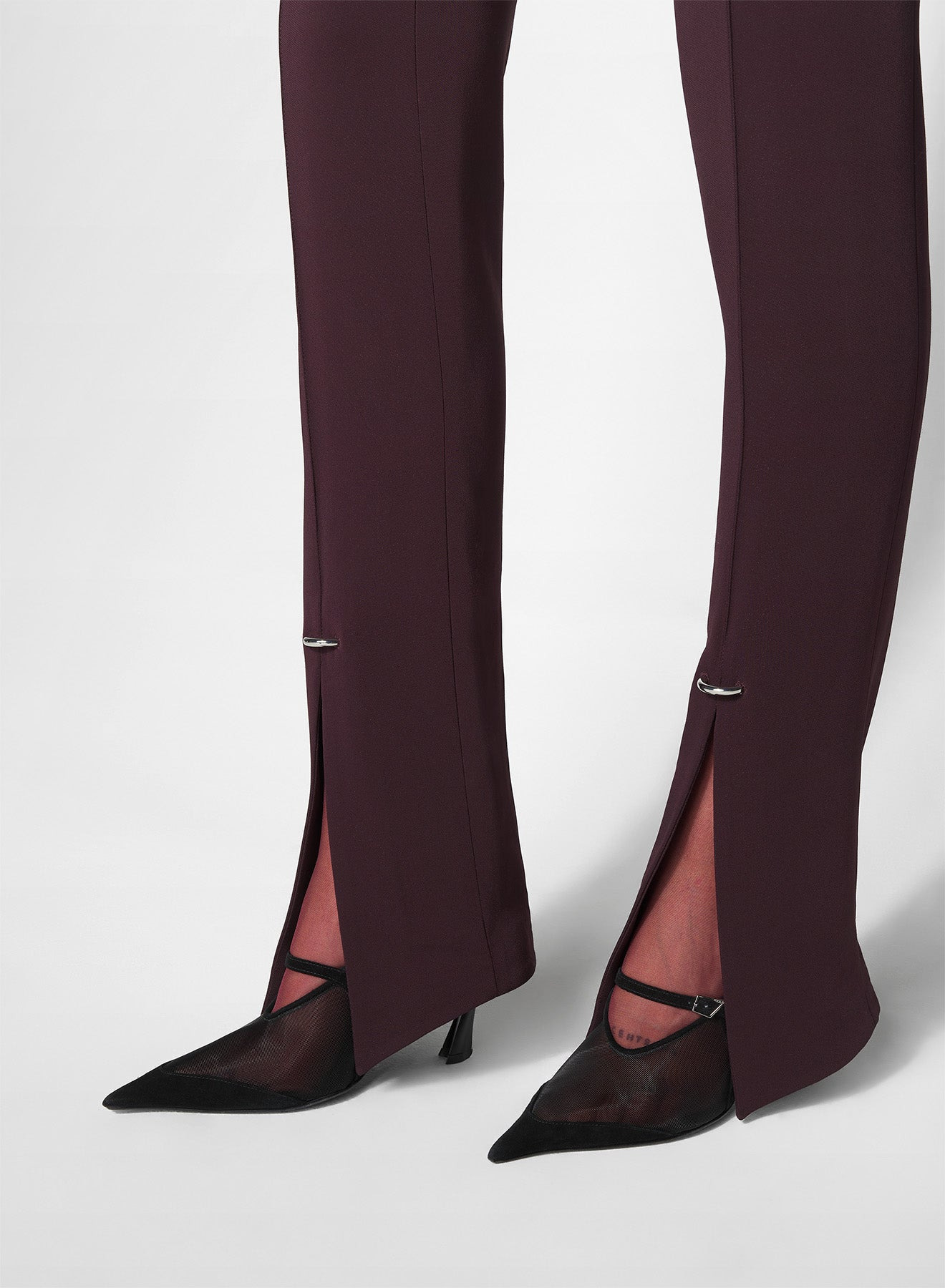 burgundy pierced pants - 5