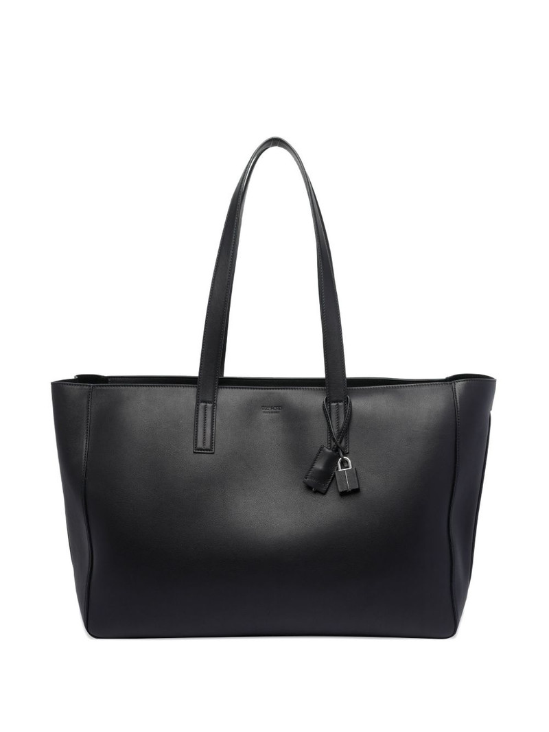 padlock-detail leather tote bag 1