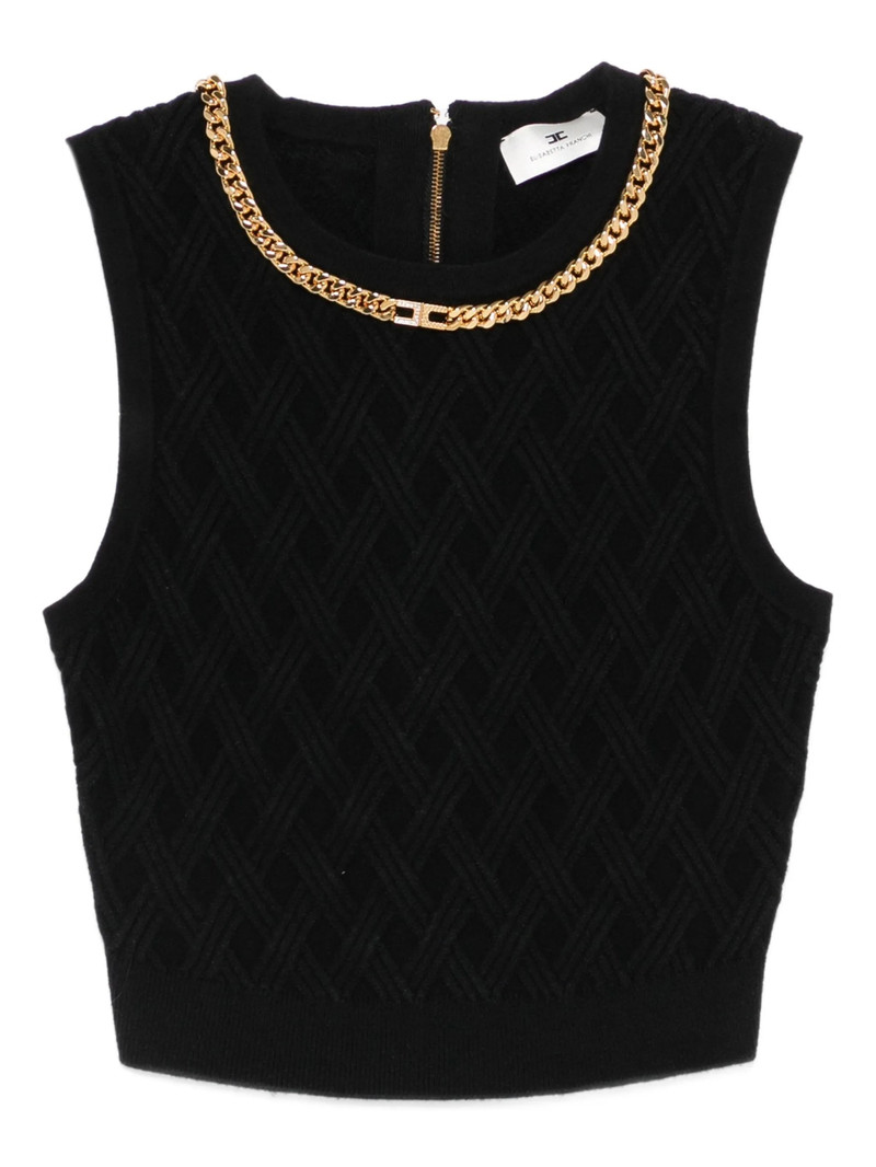 Elisabetta Franchi Chain-embellished Diamond-pattern Crop Top 1