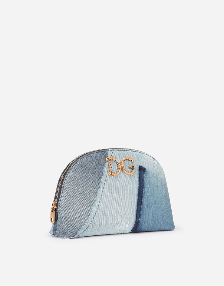 Patchwork denim make-up bag with baroque DG logo - 2