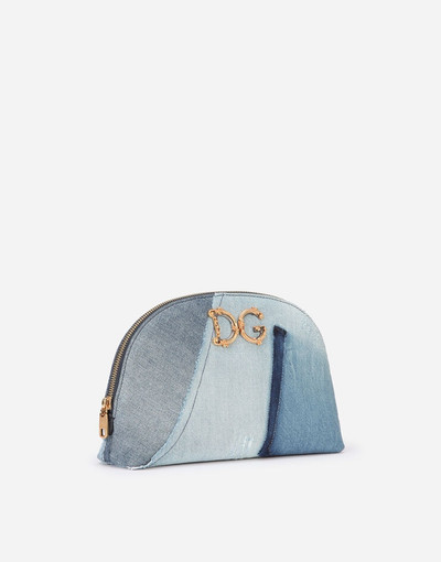Dolce & Gabbana Patchwork denim make-up bag with baroque DG logo outlook
