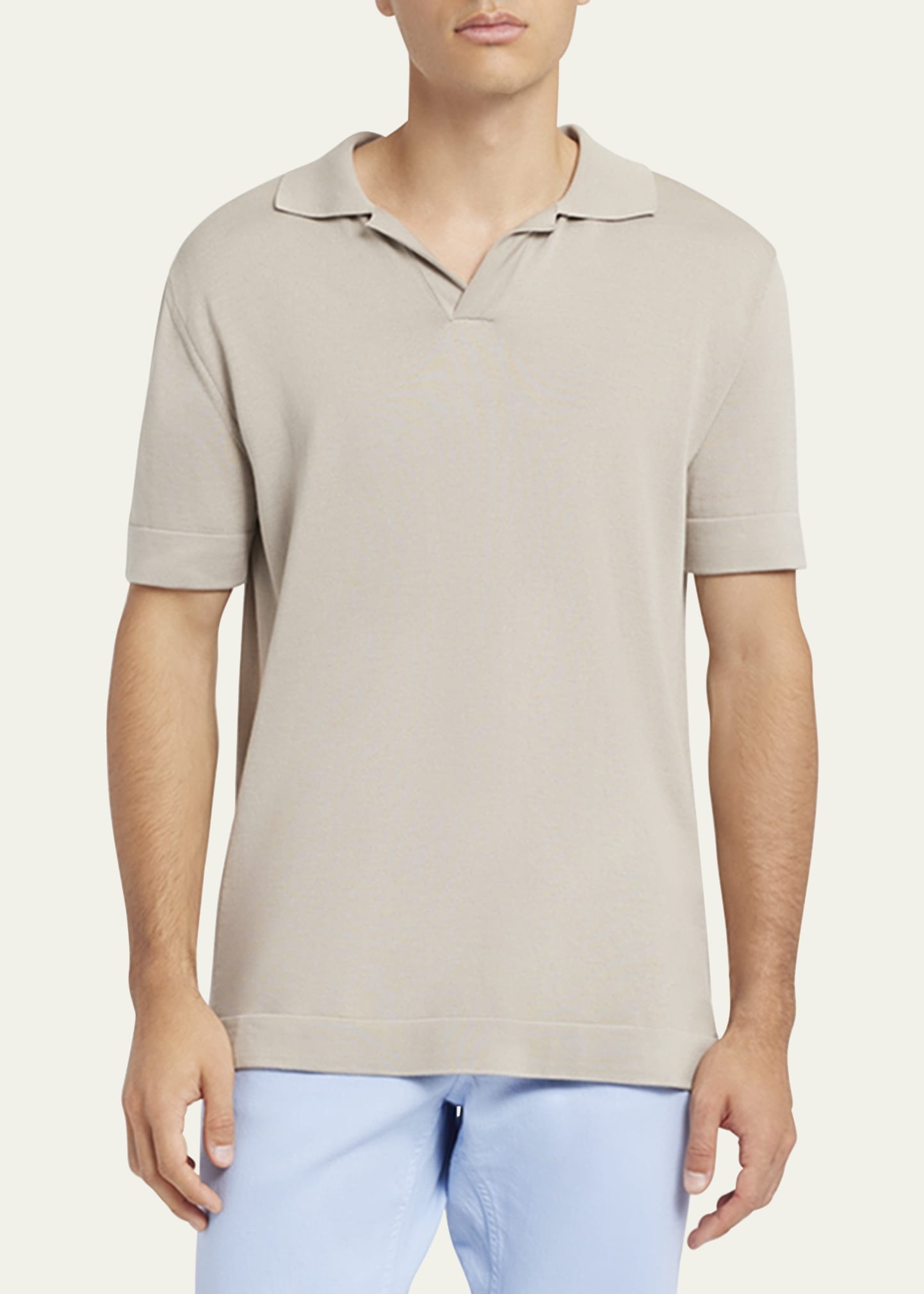 Men's Cotton and Silk Johnny Collar Polo Shirt - 2