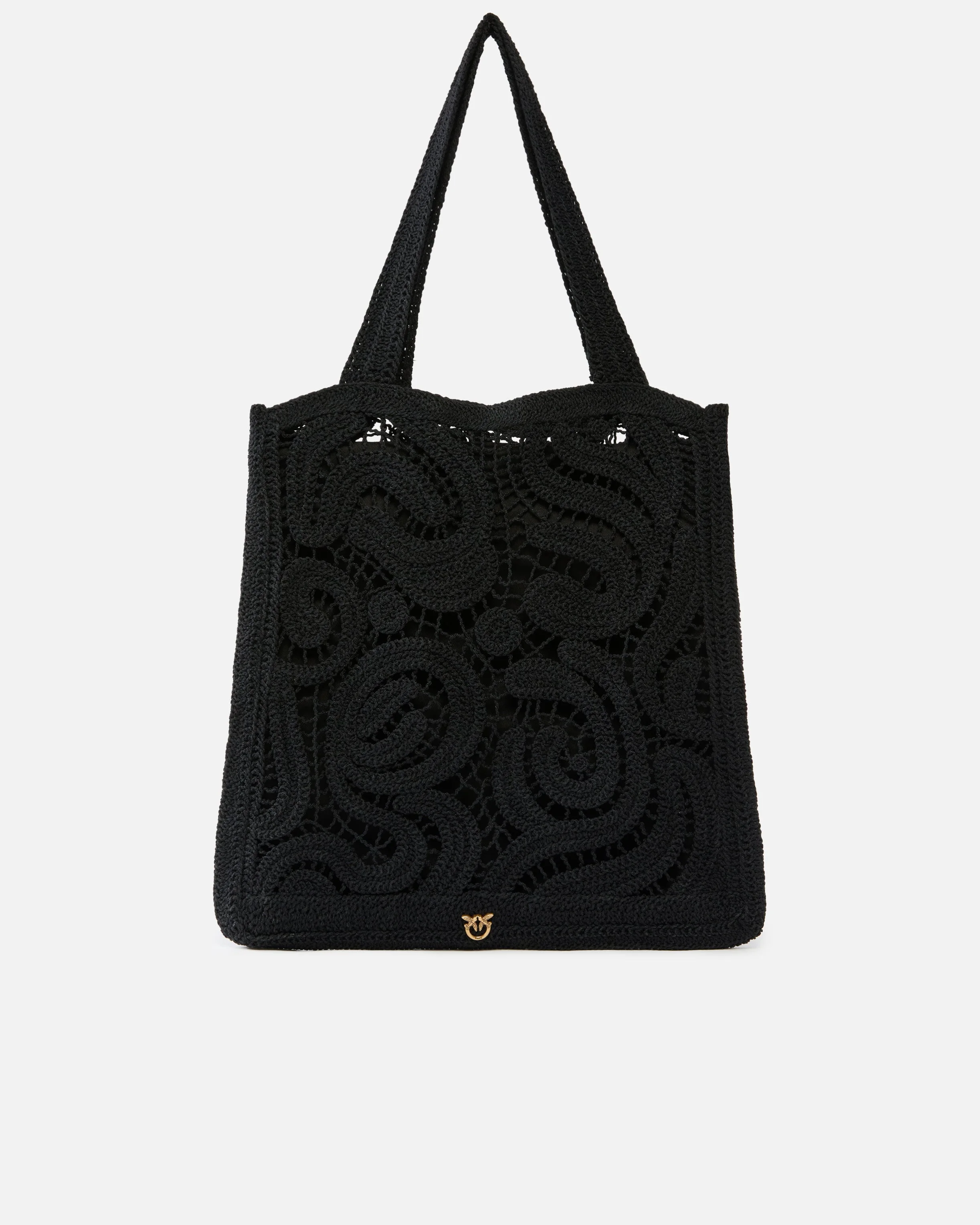 MEDIUM SHOPPER BAG IN GEOMETRIC CROCHETED FABRIC - 1