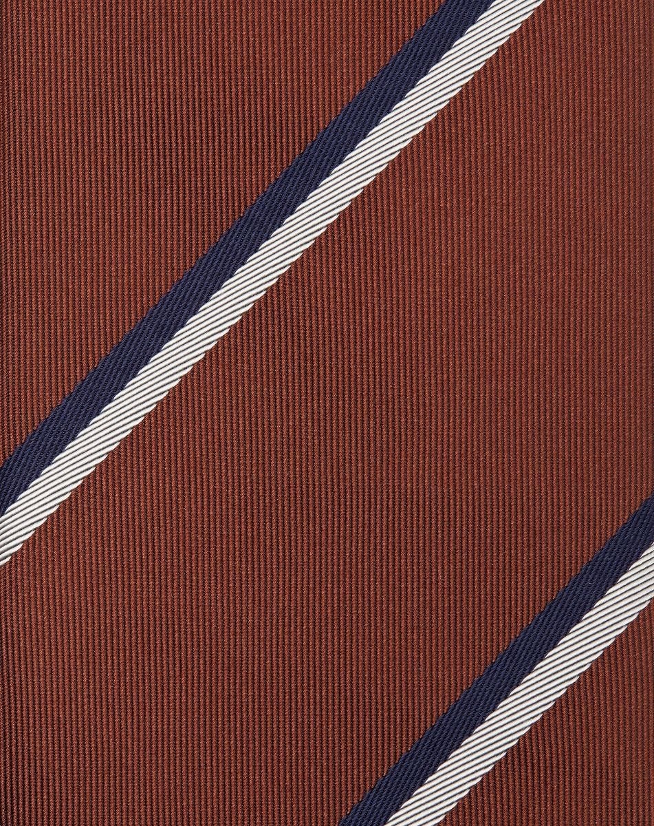Regimental rusty brown silk tie - 3