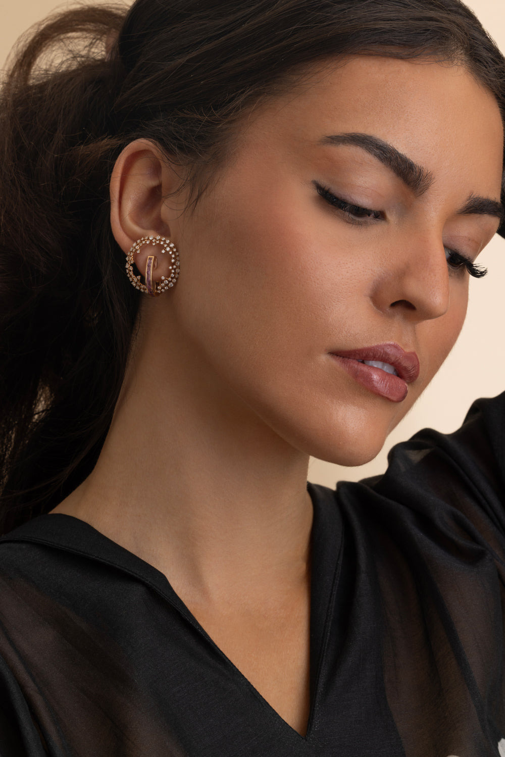 Pink Sapphire Diamond Scatter Earrings - 3