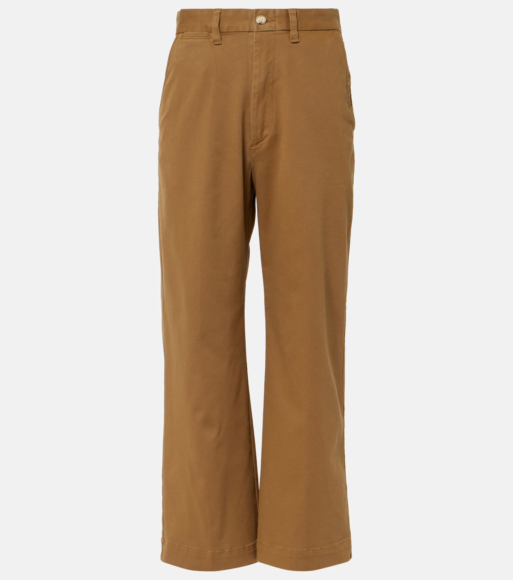 Cropped cotton-blend chinos - 1