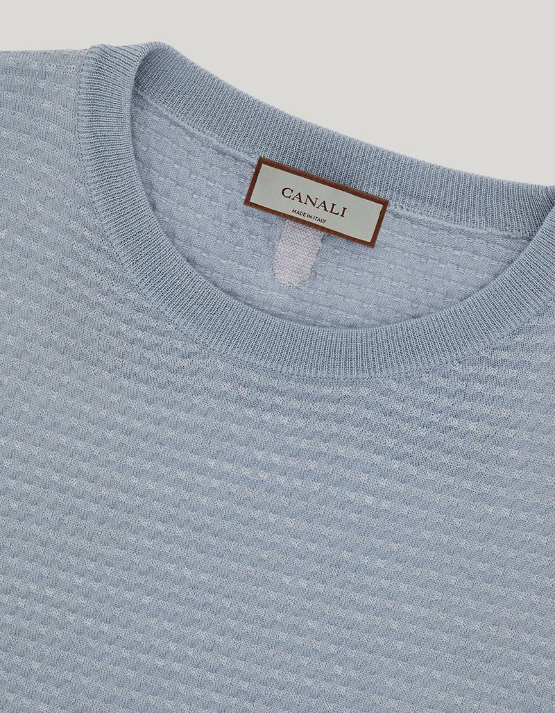 BRIANZA GREEN AND GRAY PURE JACQUARD WOOL CREW NECK 5