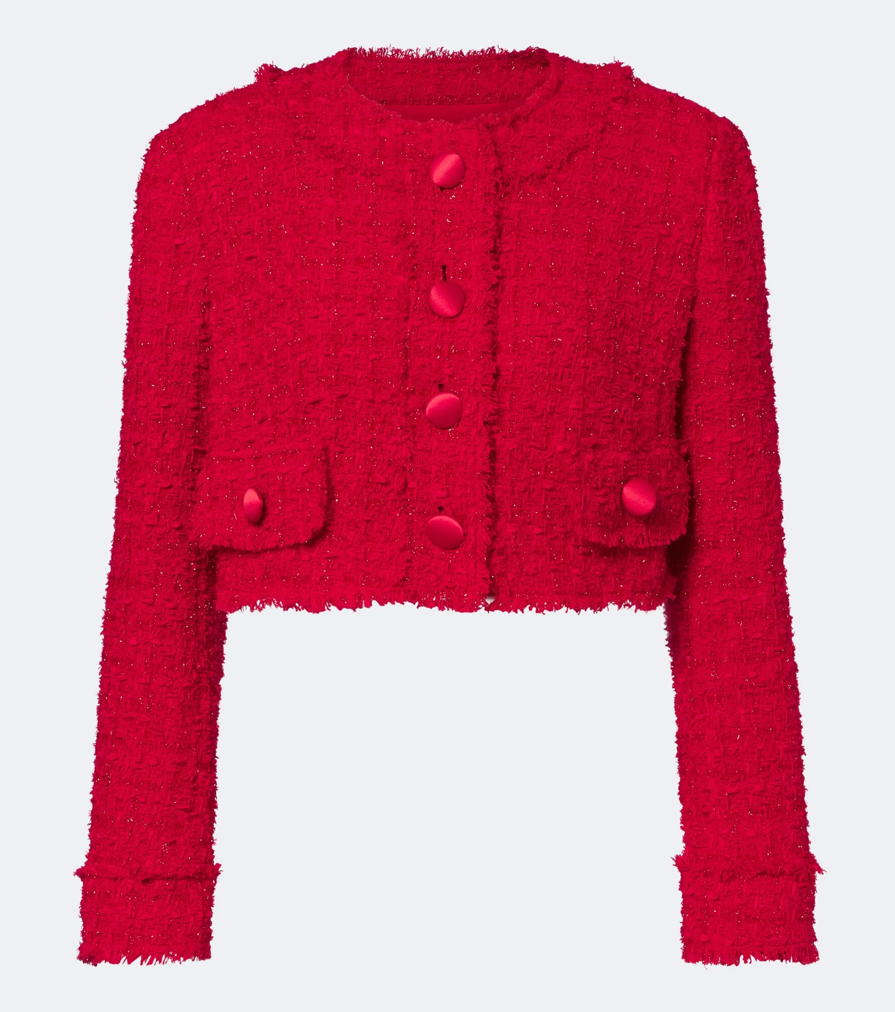 Cropped cotton-blend tweed jacket - 1