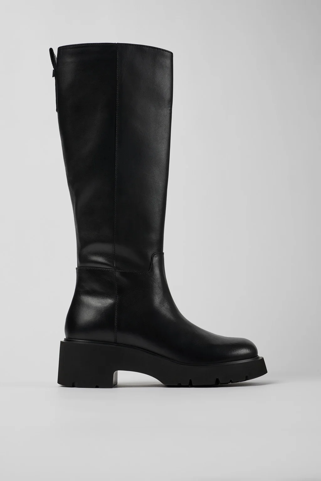 Milah Black Leather High Boots for Women. - 1