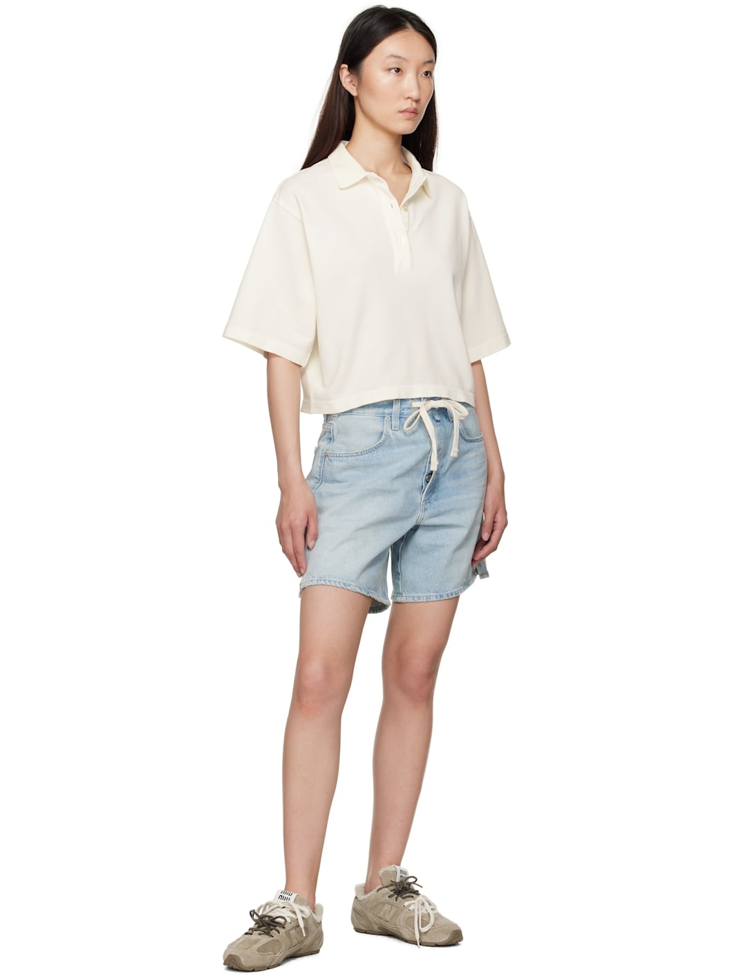 Blue Brynn Drawstring Denim Shorts - 4