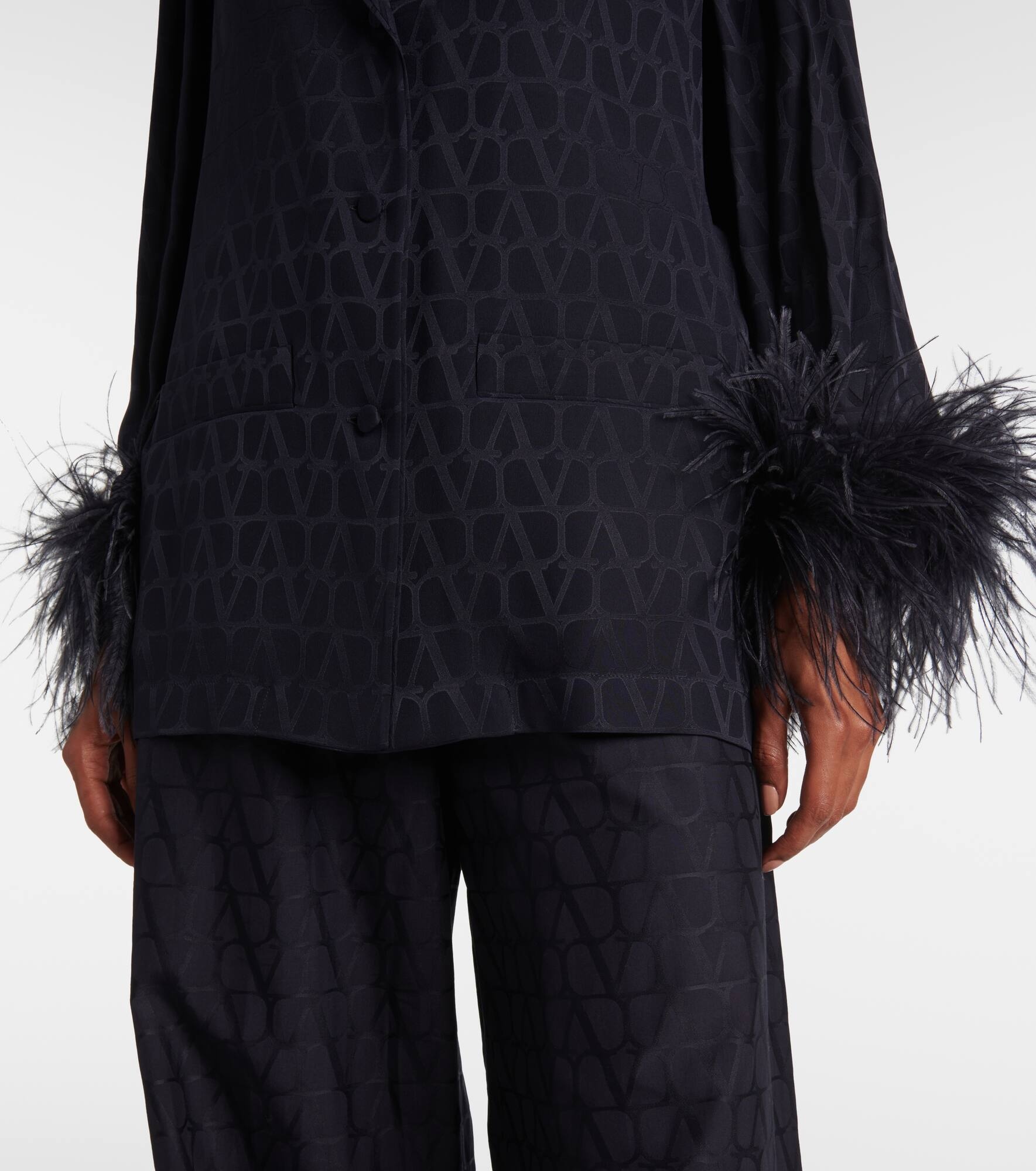 Toile Iconographe feather-trimmed silk shirt - 5