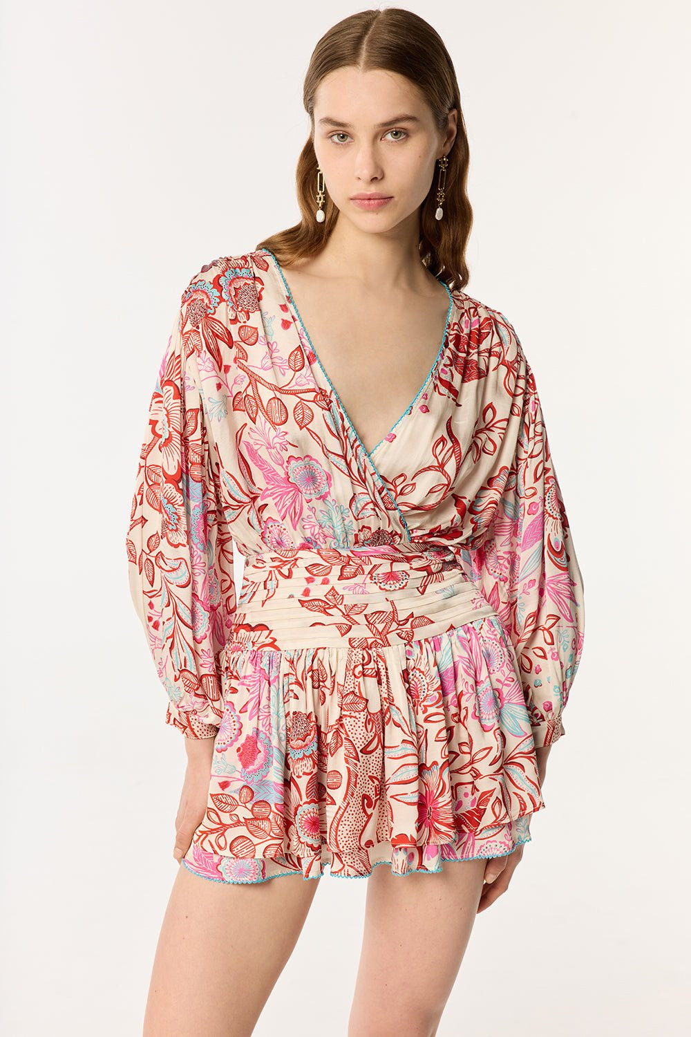 Mini Dress Colleen - Red Geo Fish - 2