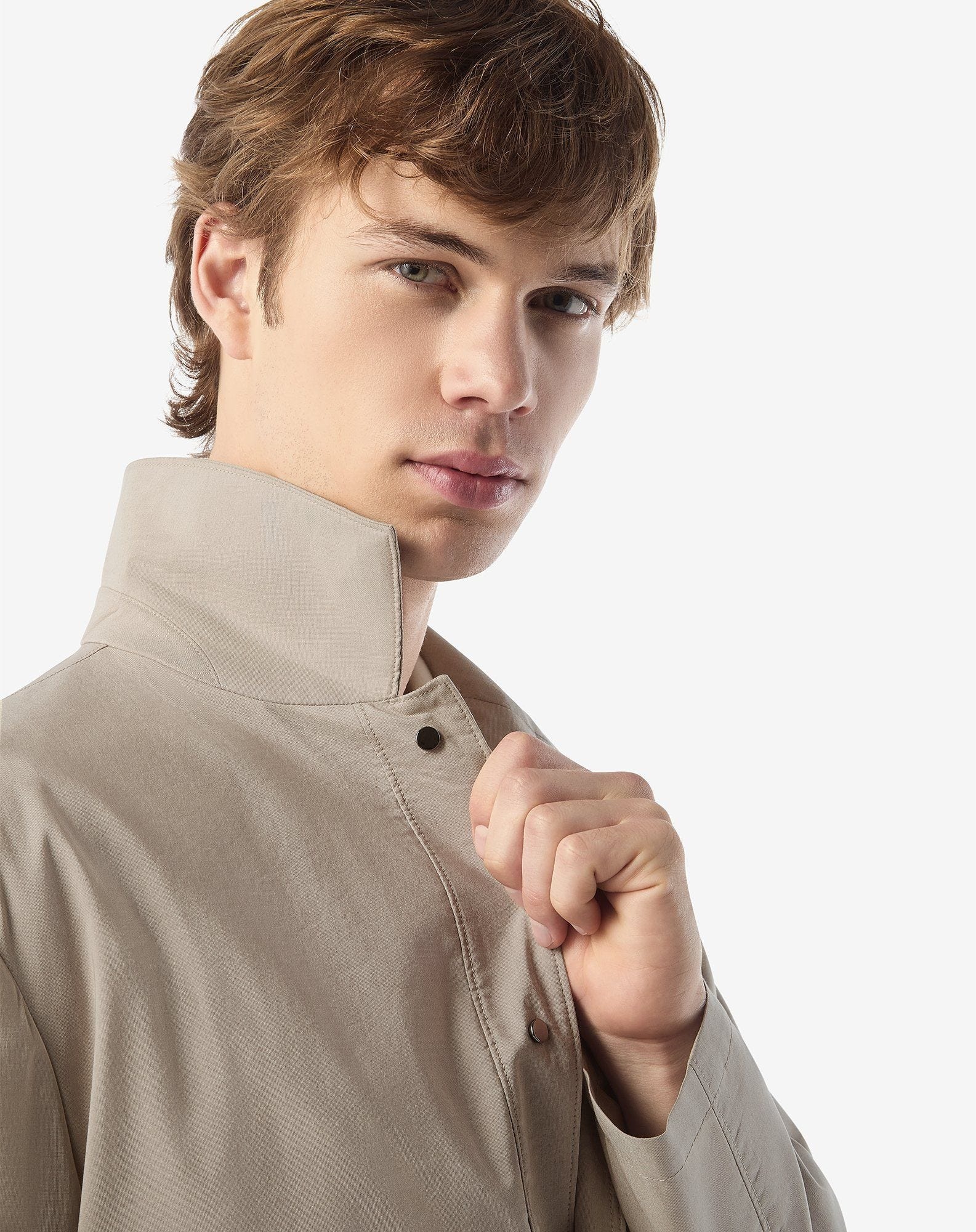 Beige technical silk and cotton overshirt - 4