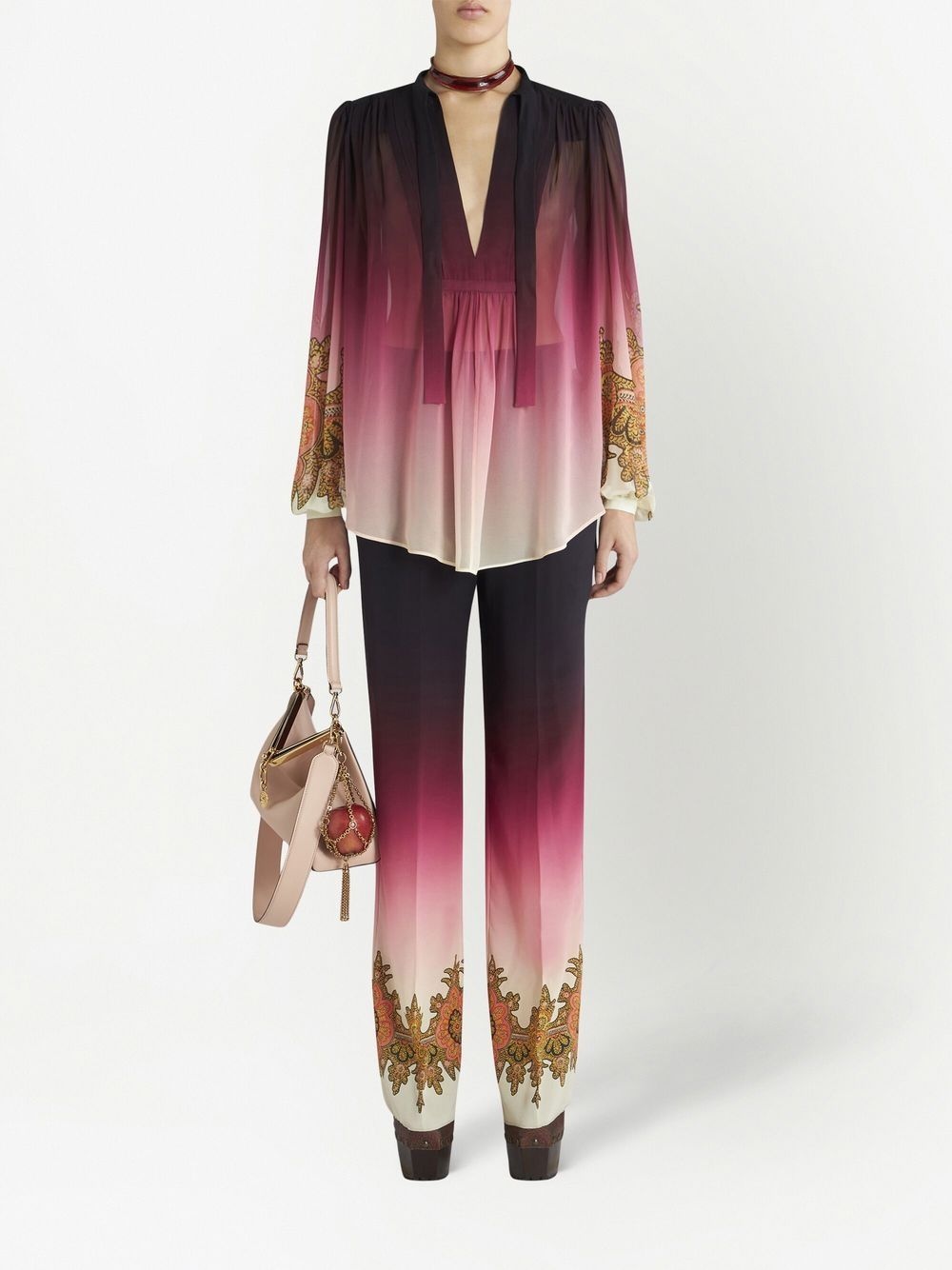 gradient-effect silk trousers - 2
