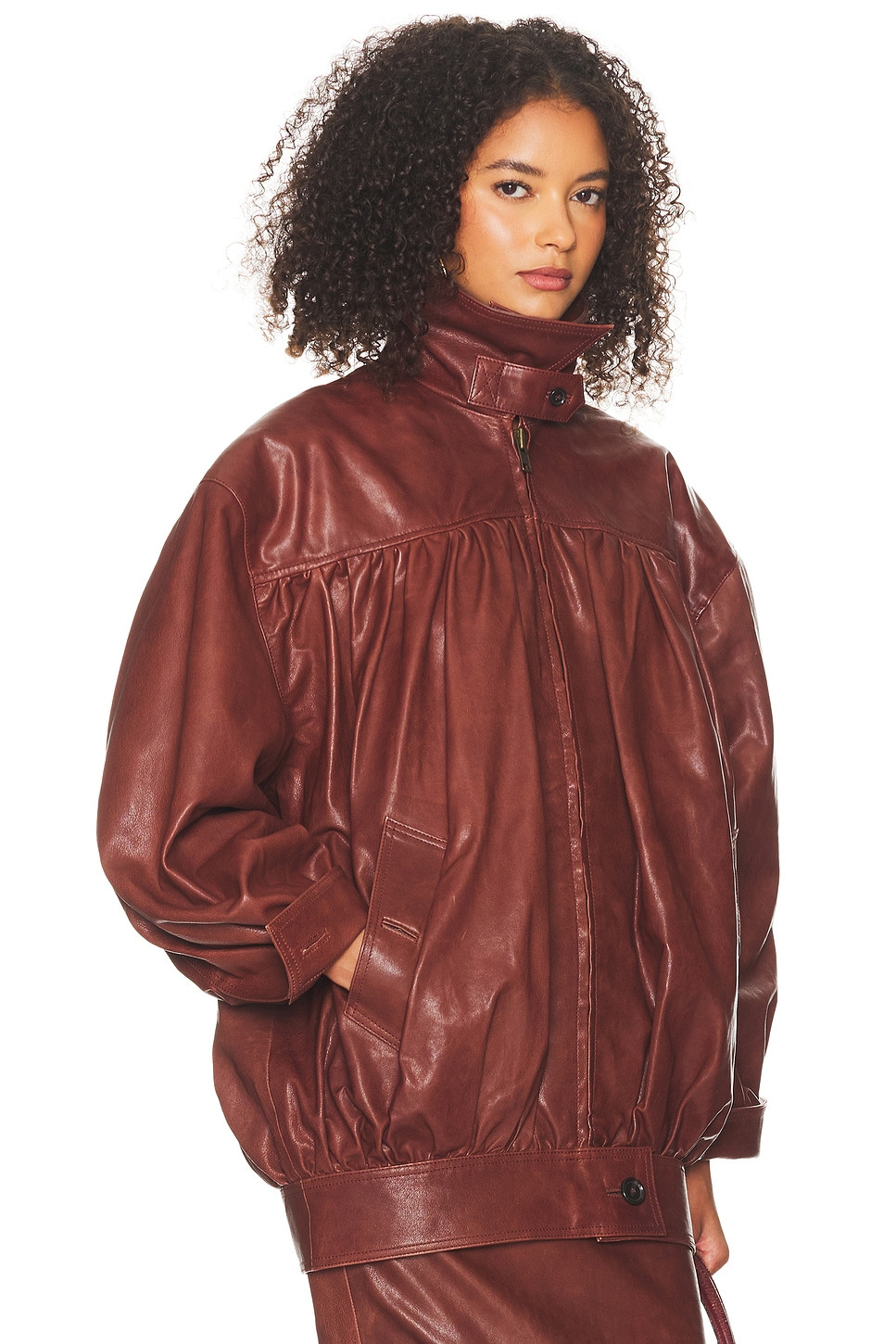 The Shirred Oversized Leather Jacket - 2