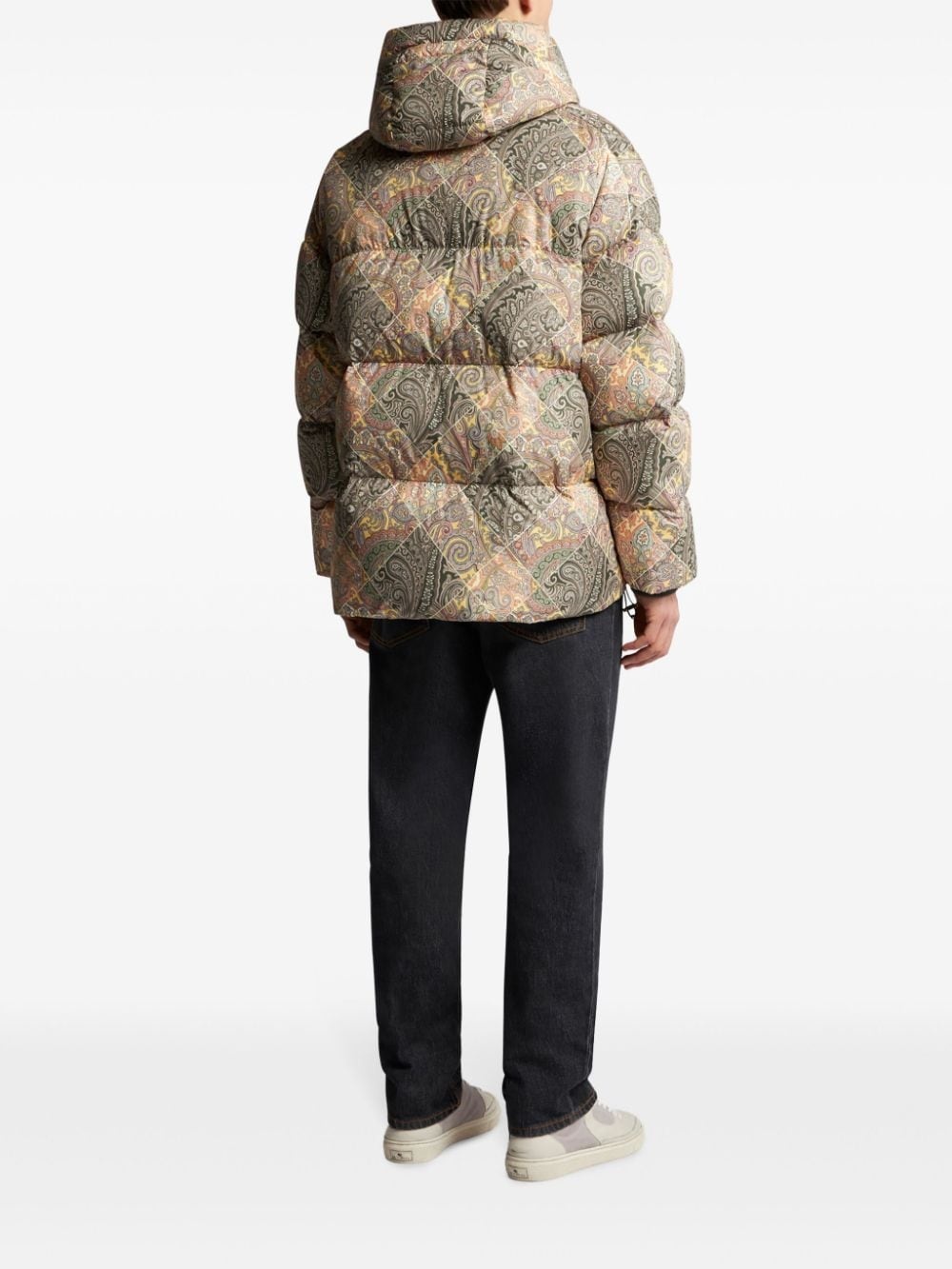 paisley-print hooded puffer jacket - 3