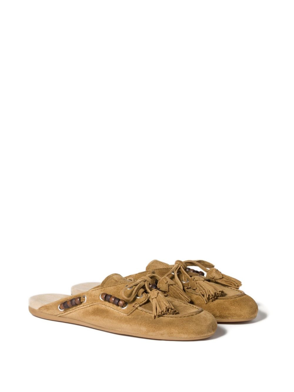 beaded tassel flat mules - 2