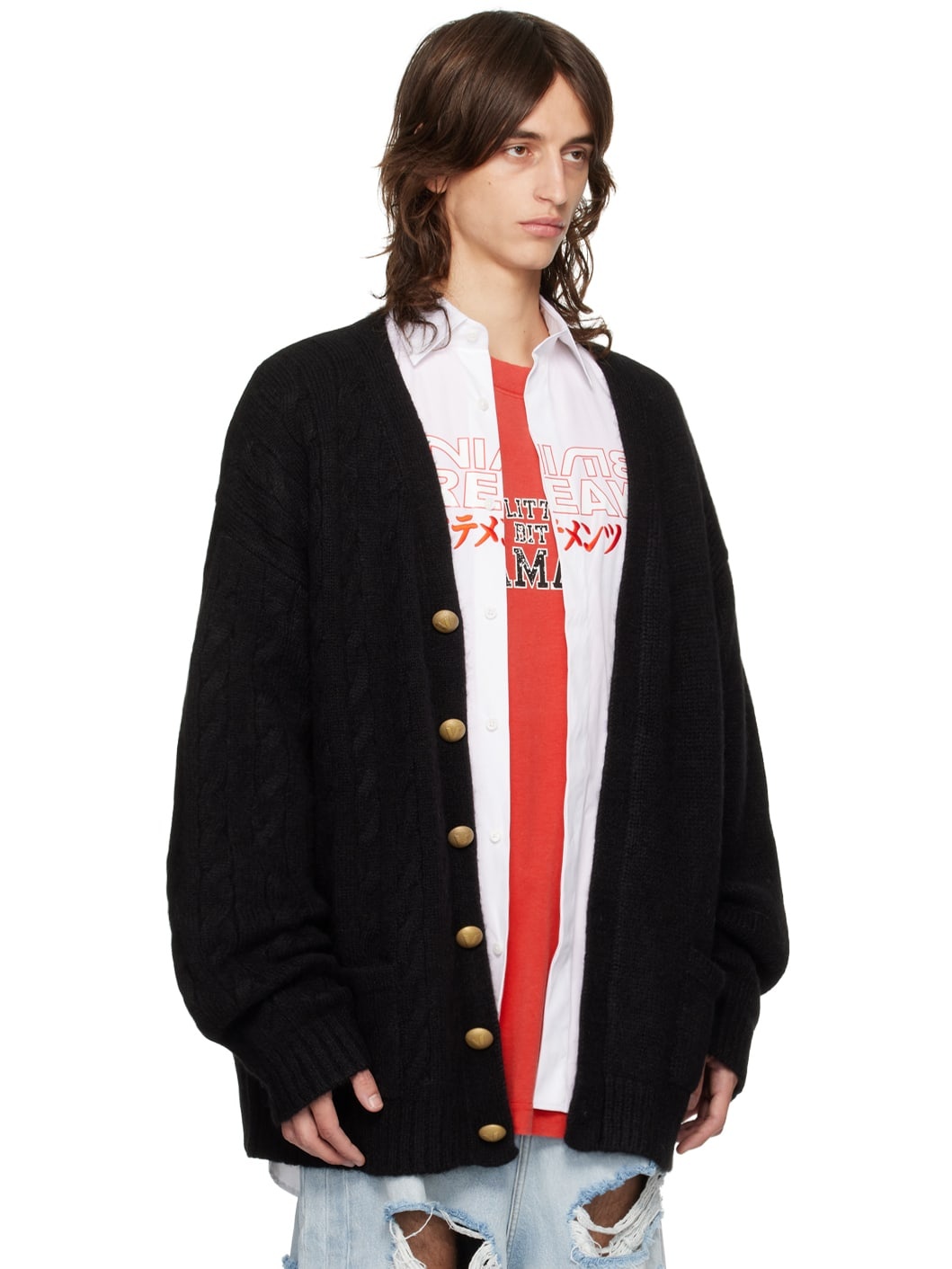 Black Split Cardigan - 2