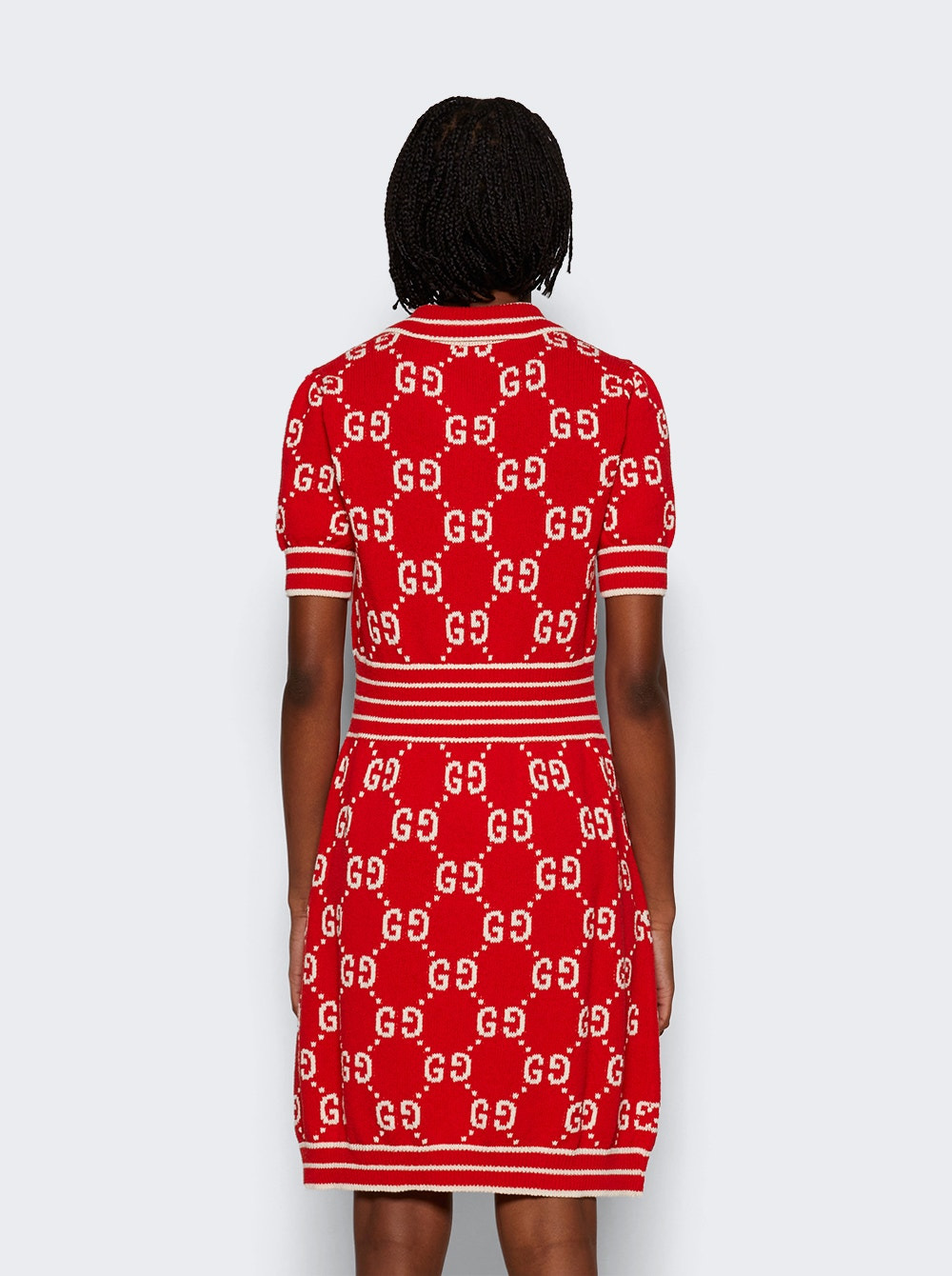 Jacquard Polo Dress Red - 5