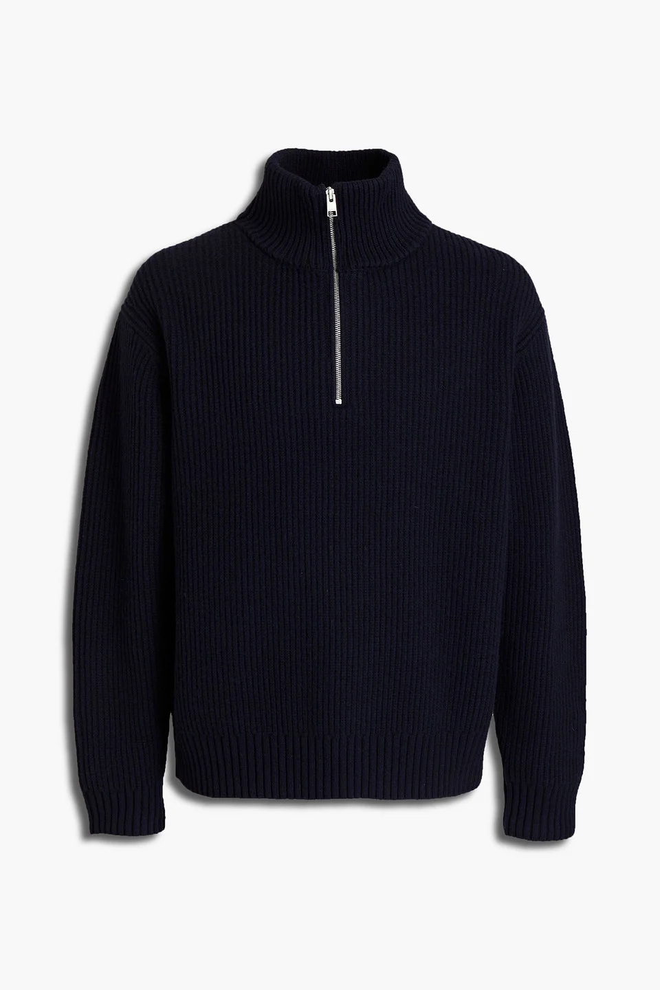 Ribbed wool half-zip sweater - 1