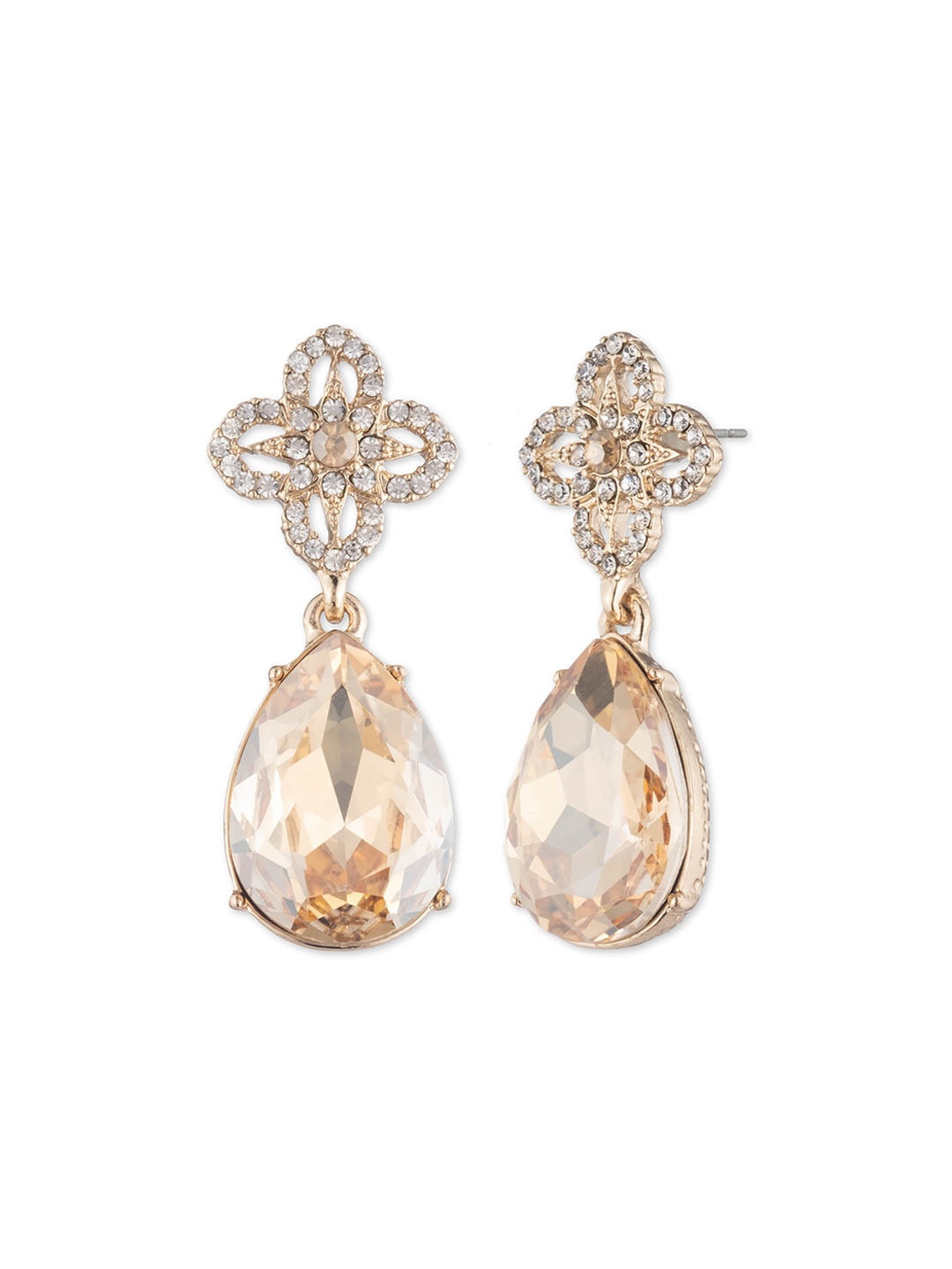 GOLD LACE STONE POST EARRING - 1