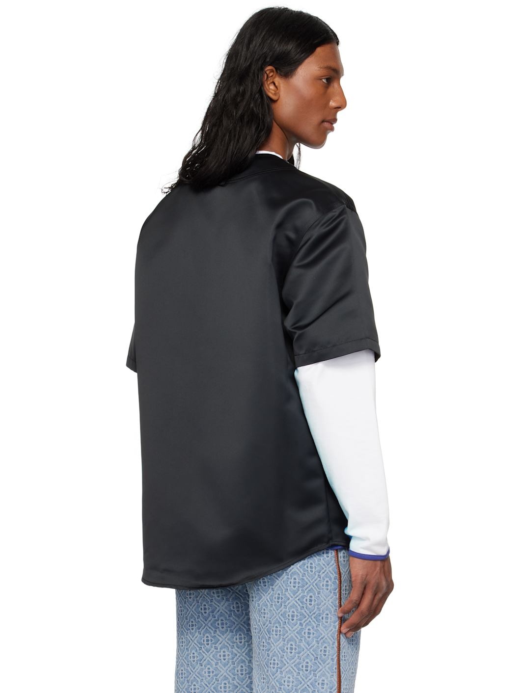 Black Gothic Short Sleeve Baseball Shirt - 3