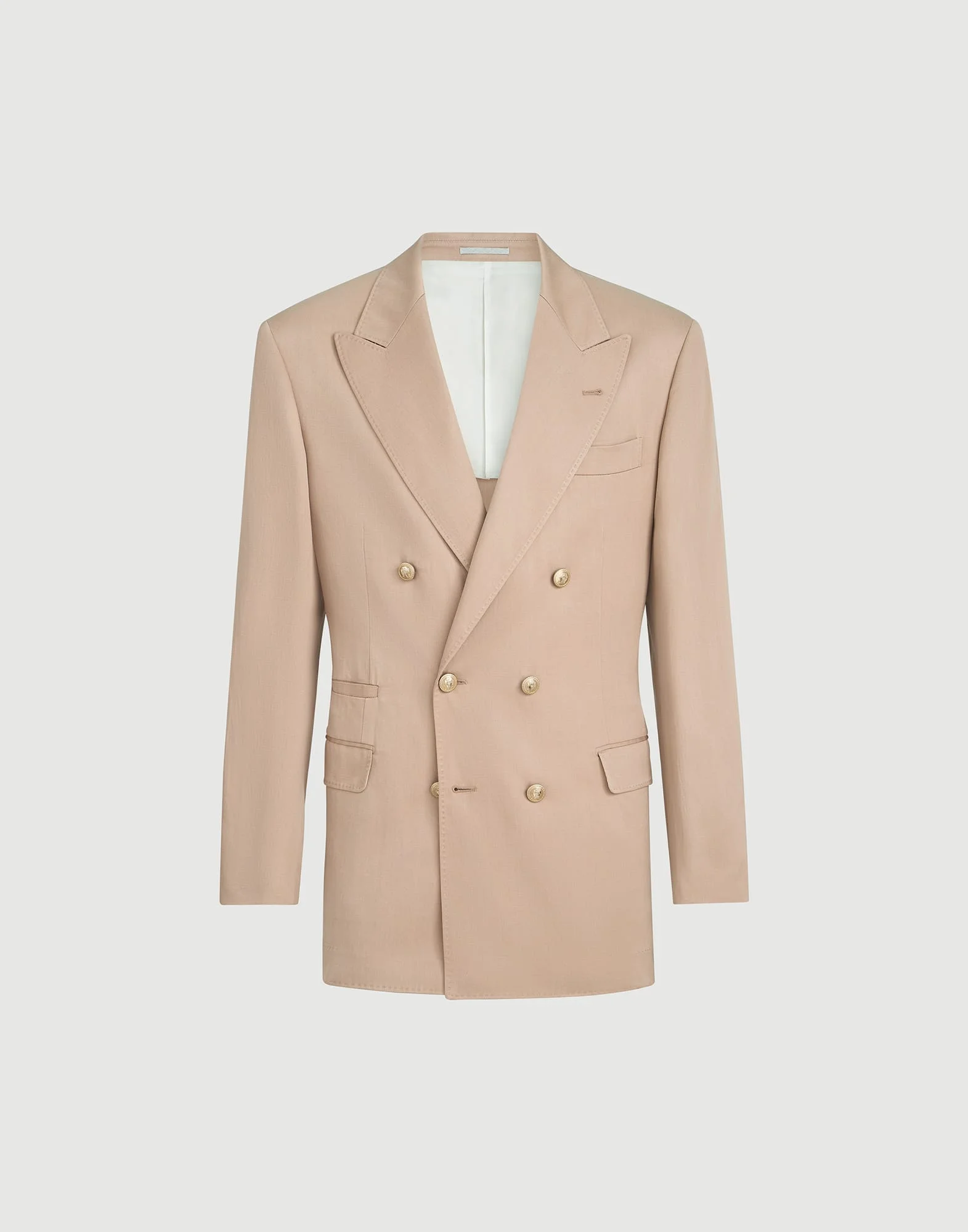 Délavé silk and linen gabardine one-and-a-half breasted Tailor blazer with metal buttons - 1