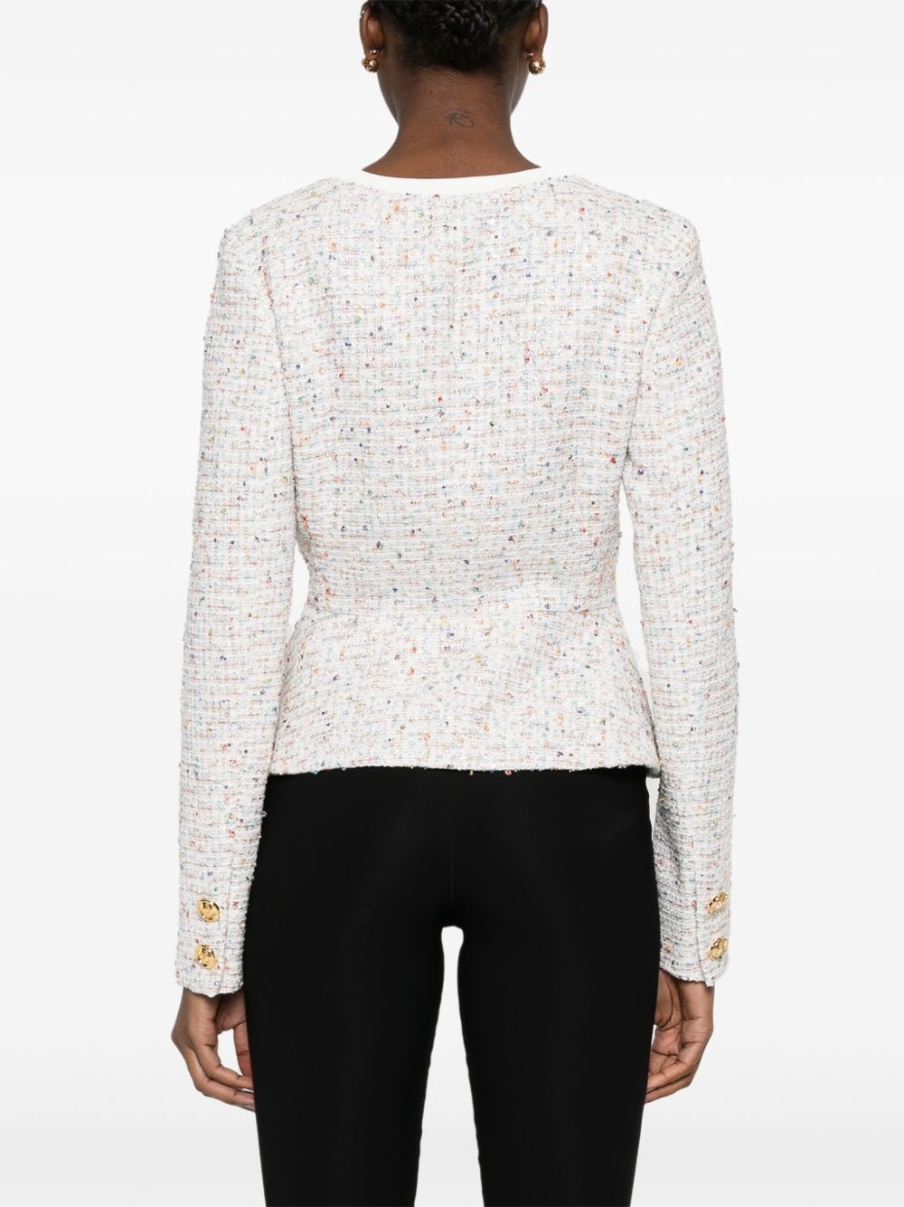 v-neck tweed jacket - 4