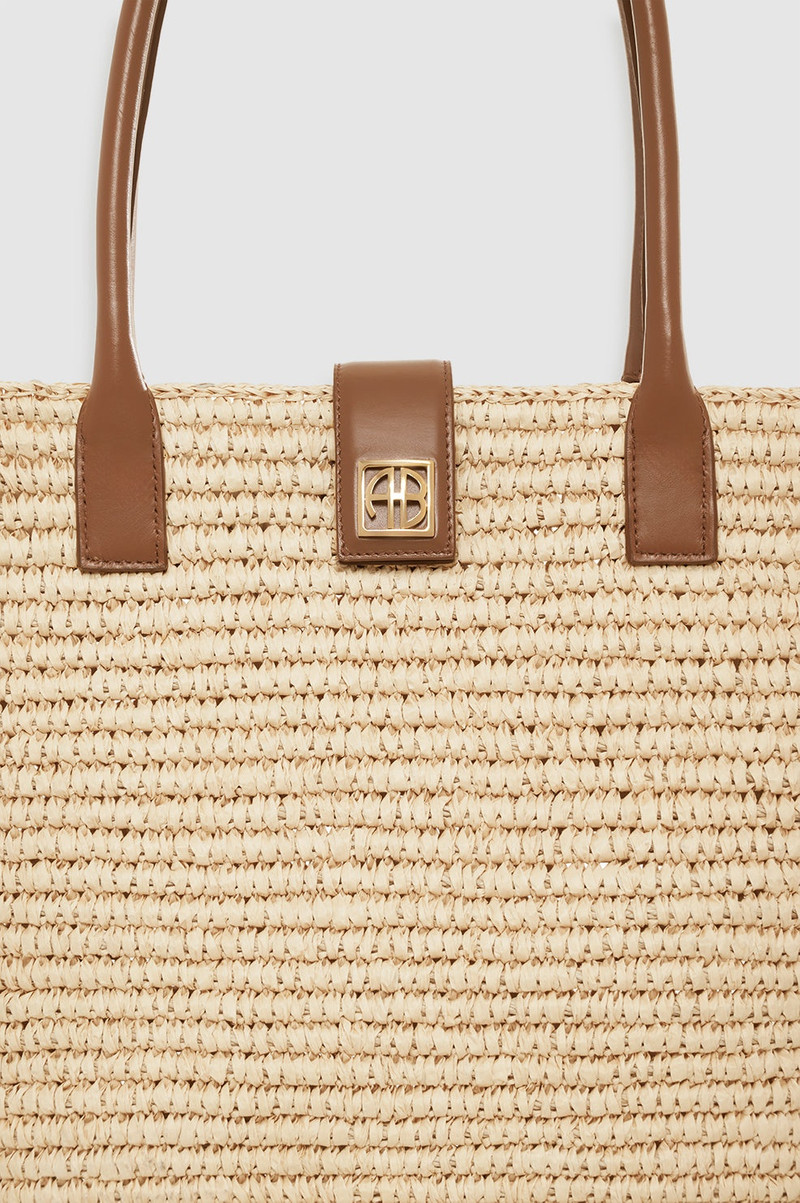 Lou Tote Monogram - Natural With Cognac 4