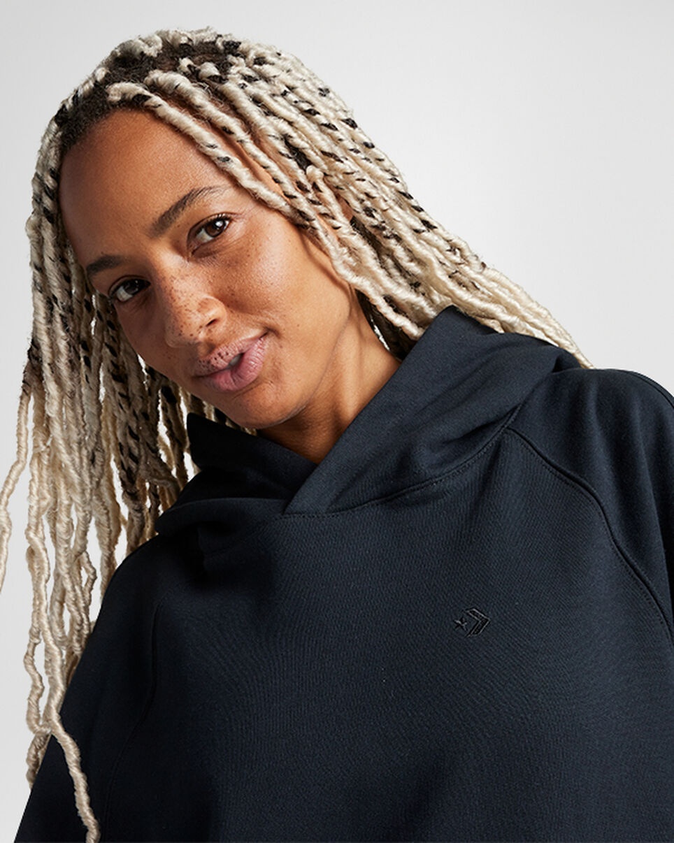 Loose-Fit Shoulder Cut-Out Fleece Hoodie - 4
