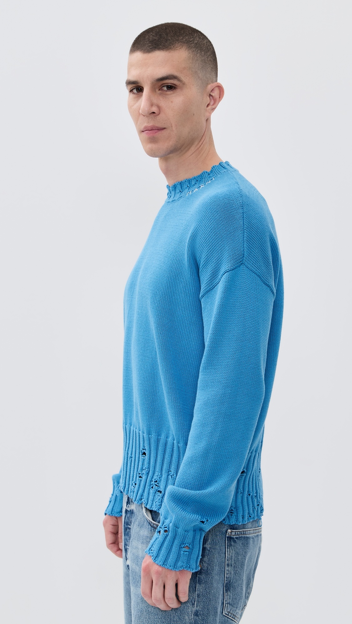 Dishevelled Cotton Crewneck Sweater - 3