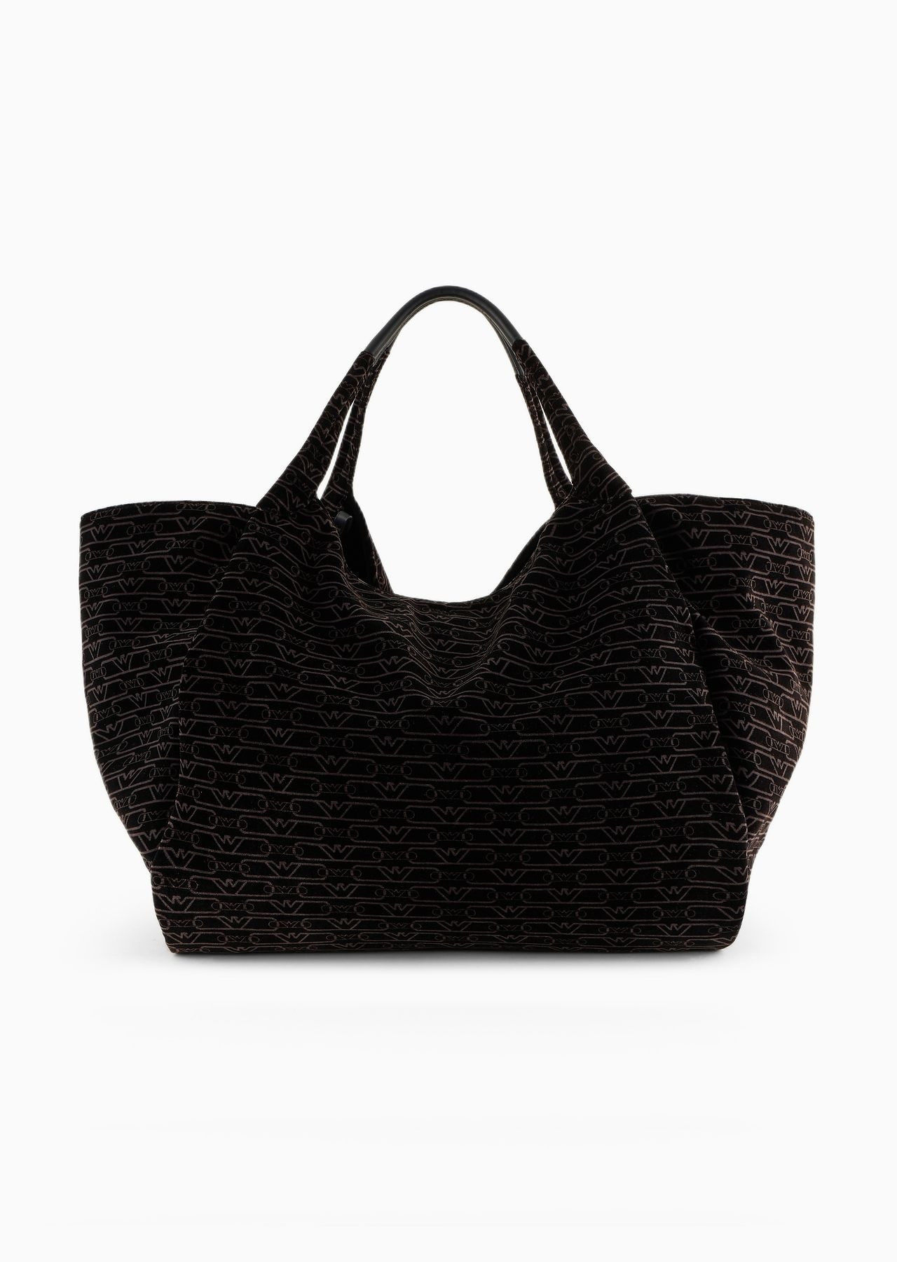 Oversized shopper bag in all-over monogram velvet - 3