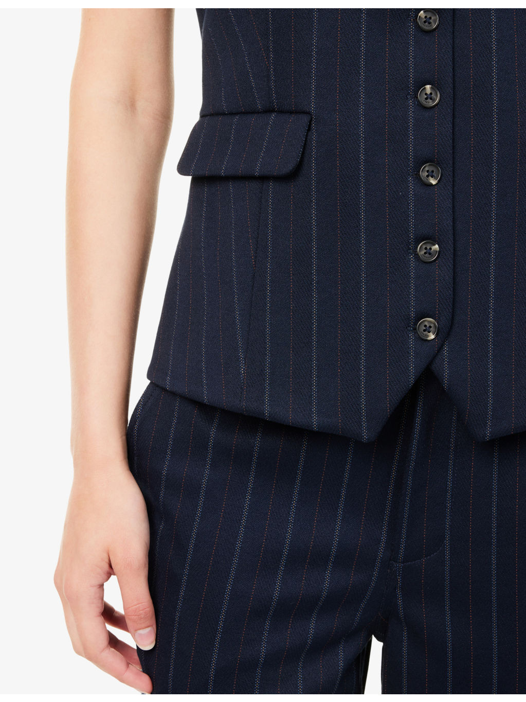 Irina Ponte Striped Stretch-Woven Vest - 5