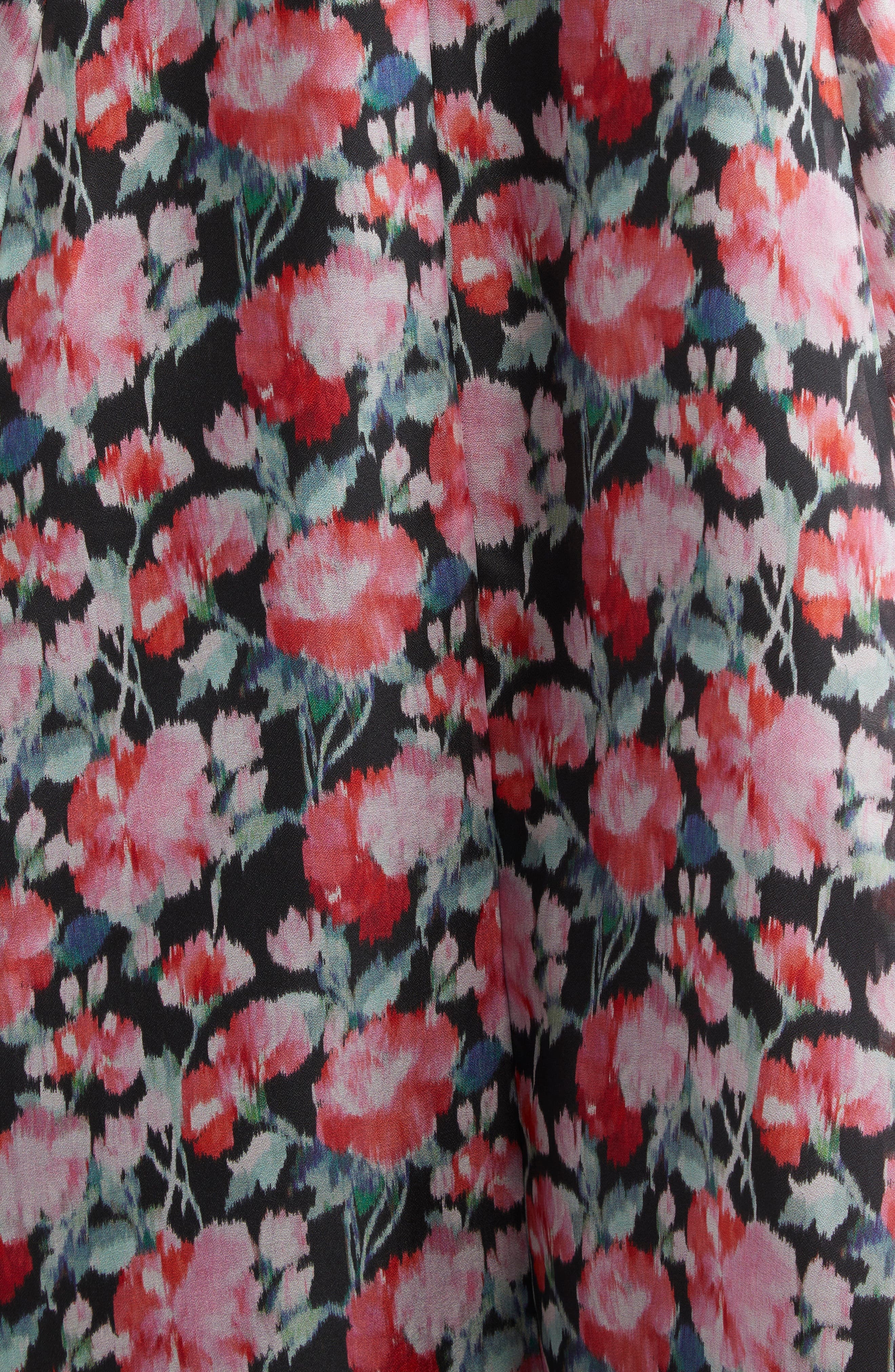 Carolina Herrera Peony Print Cap Sleeve Silk Organza Midi Dress in Pink Multi at Nordstrom - 7