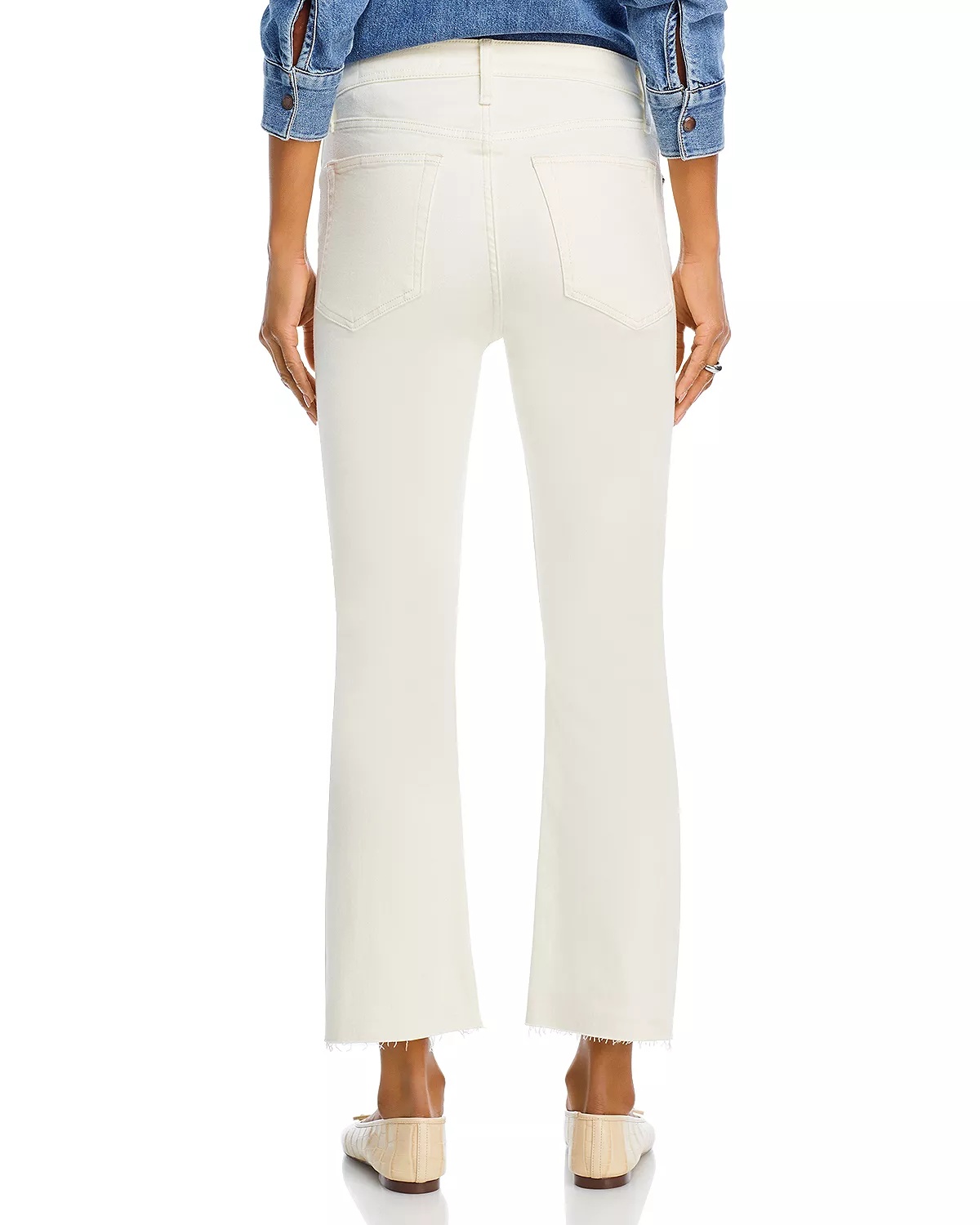 Peyton High Rise Ankle Bootcut Jeans in Ecru - 4