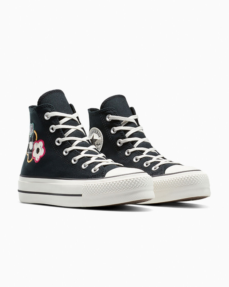 Chuck Taylor 모든 스타 리프트 플랫폼 꽃 패치 워크 4