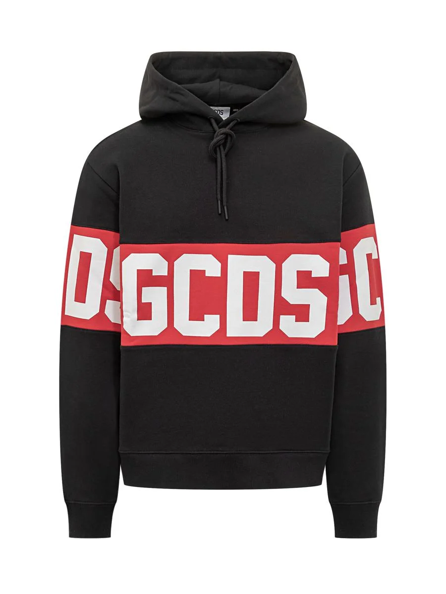 Gcds Gcds Black Sweatshirt With Red Logo And Hoodie - 1