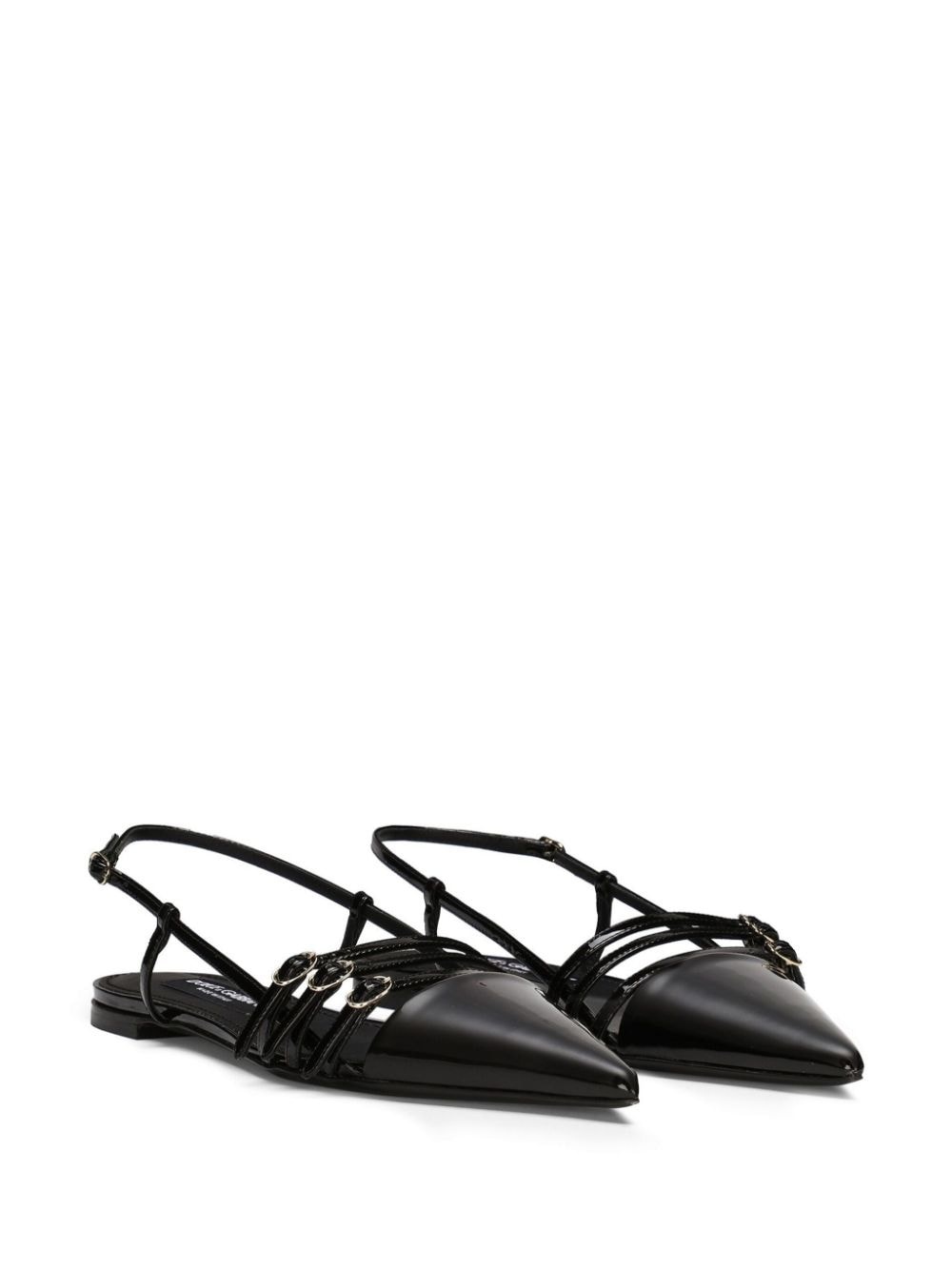 patent-finish leather ballerina shoes - 2