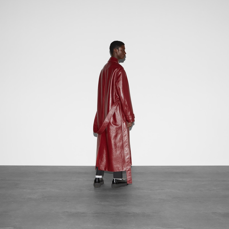 Shiny leather trench coat 4