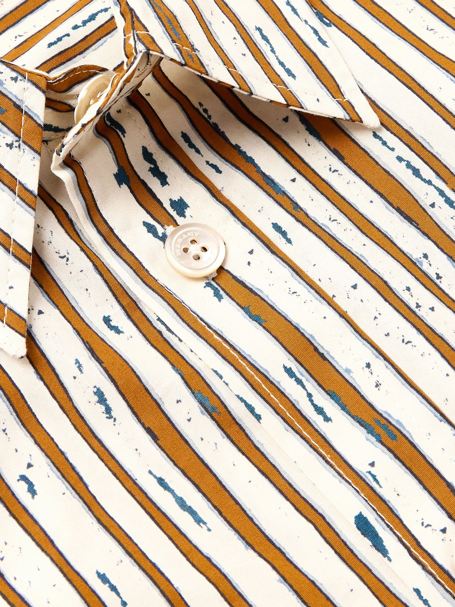 Labilio Striped Cotton Shirt Brown - 5