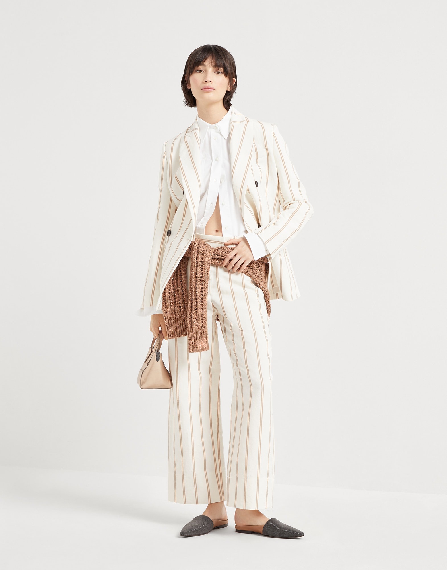 Dazzling silk and linen openwork rib sweater - 5