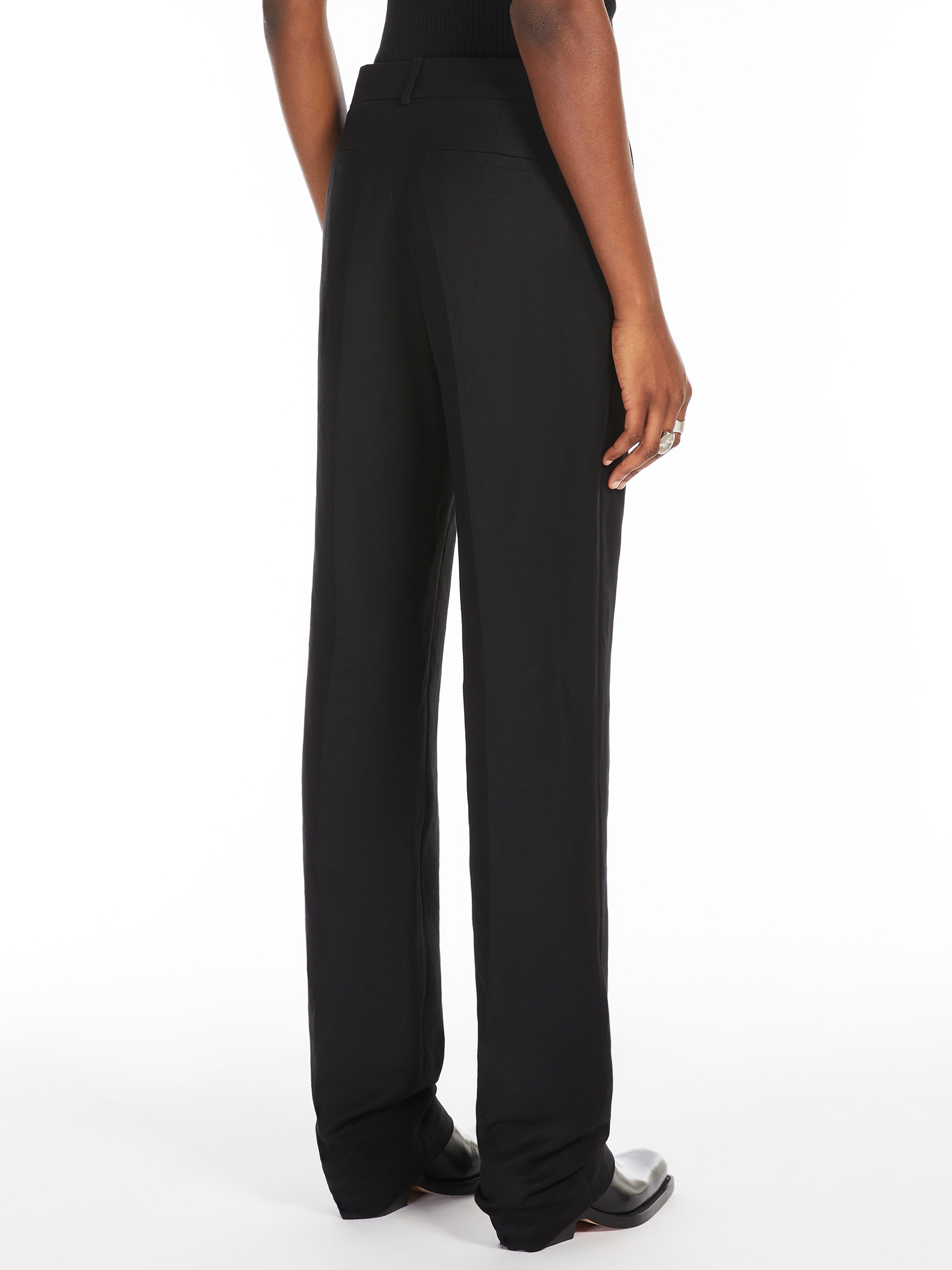 RAOUL Flared viscose and linen twill trousers - 4